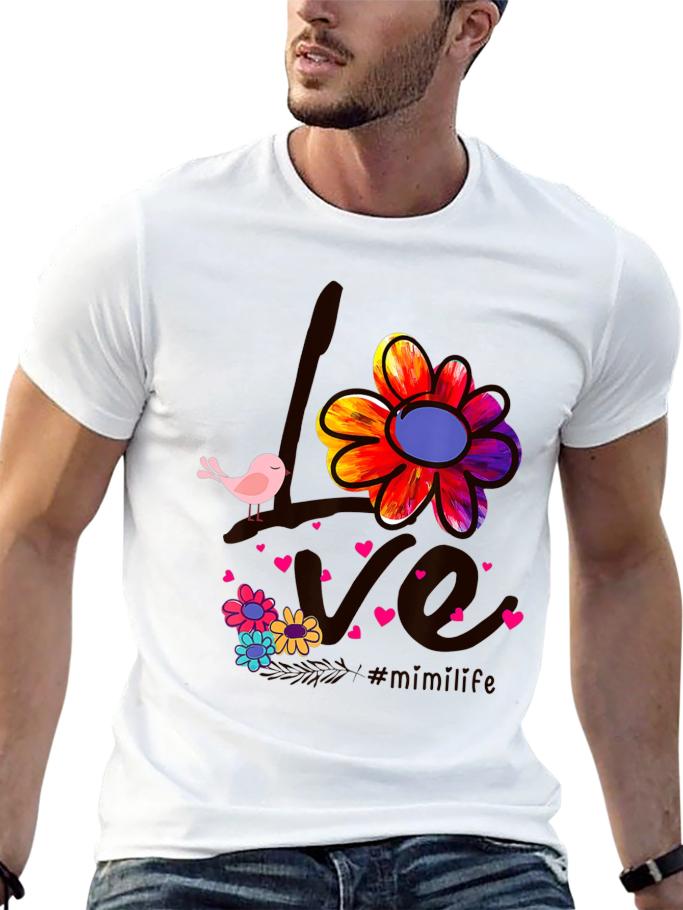 Black Love Bird Floral Graphic Tee view 13
