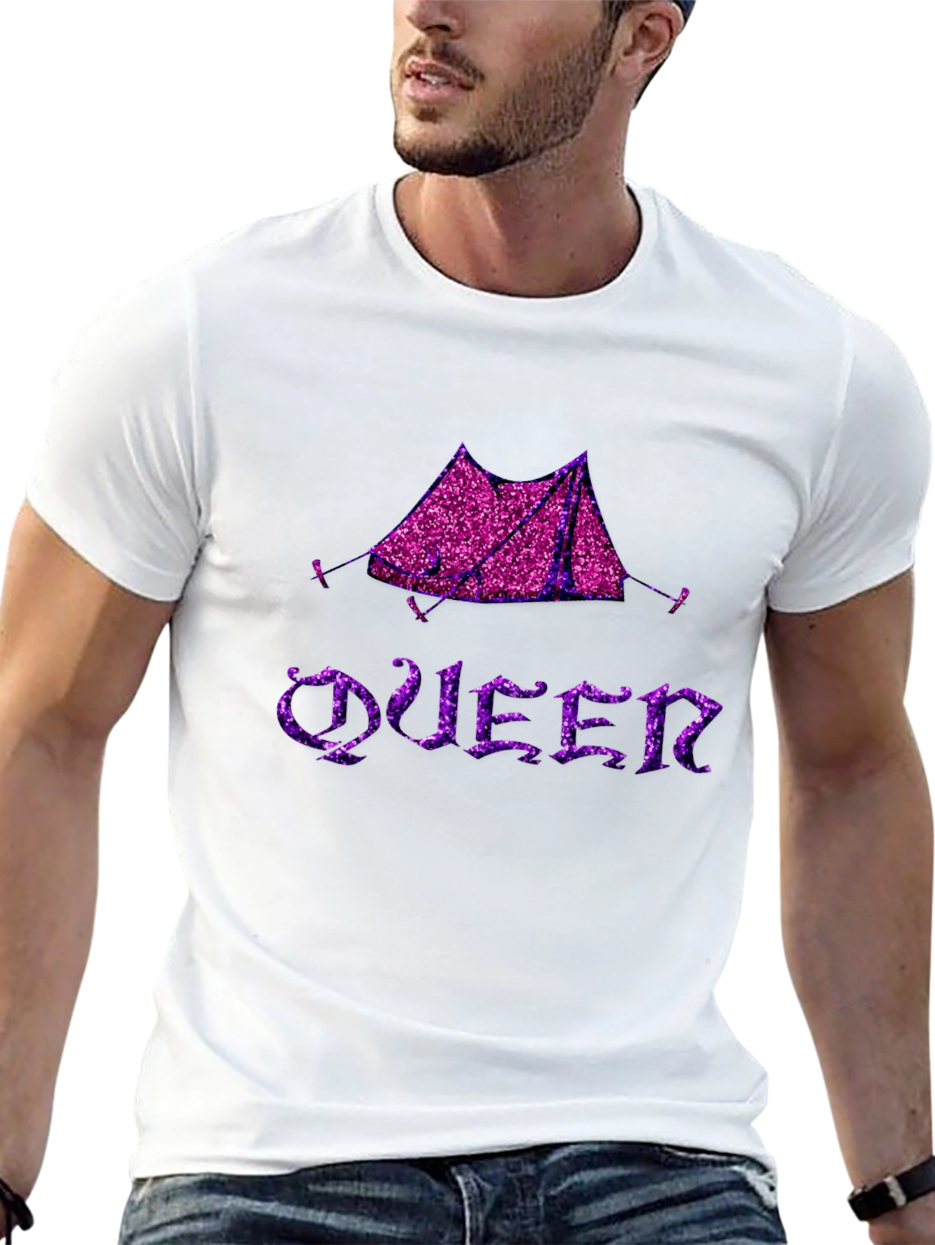 Black Glittery Tent Queen Graphic T-Shirt view 13