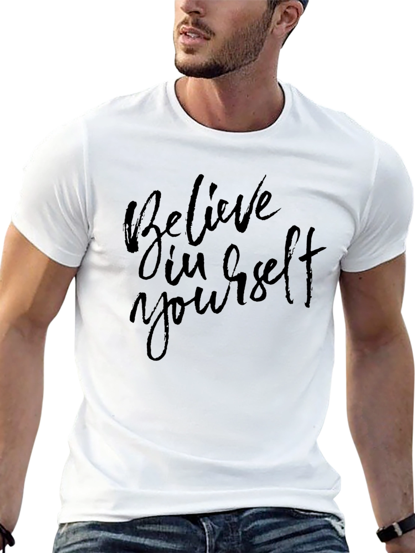 Black Believe In Yourself Graphic Black T-Shirt view 13