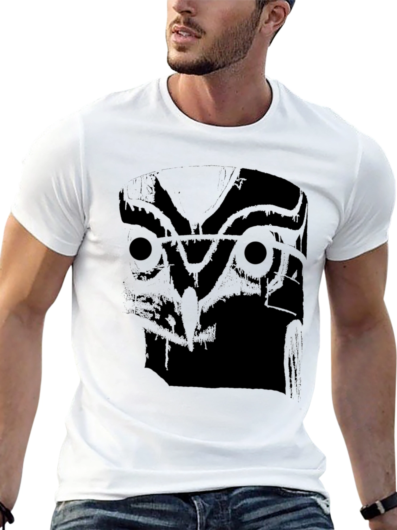 Black Men's Black Owl Graphic T-Shirt view 13
