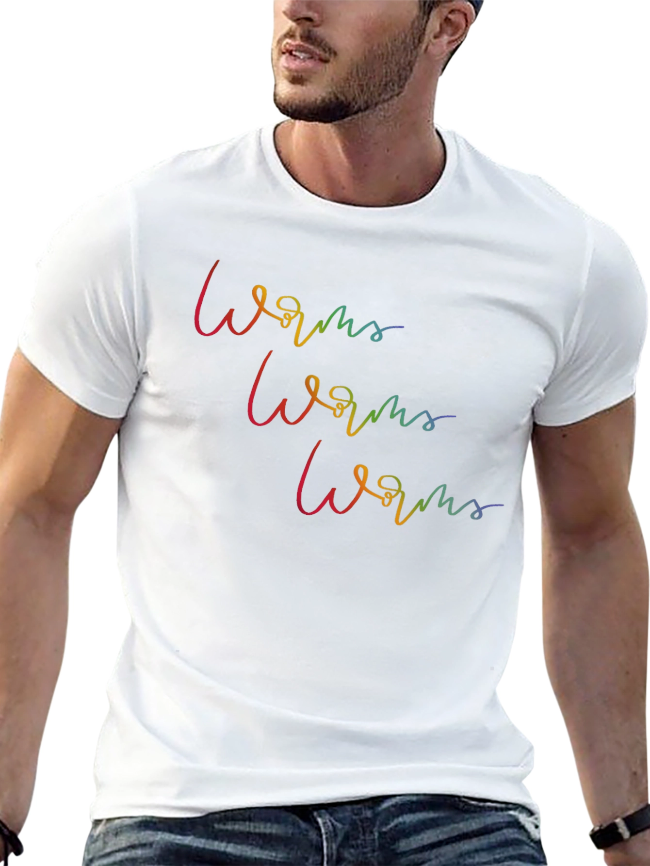 Black Rainbow Worms Graphic Tee - Black Cotton T-Shirt view 13