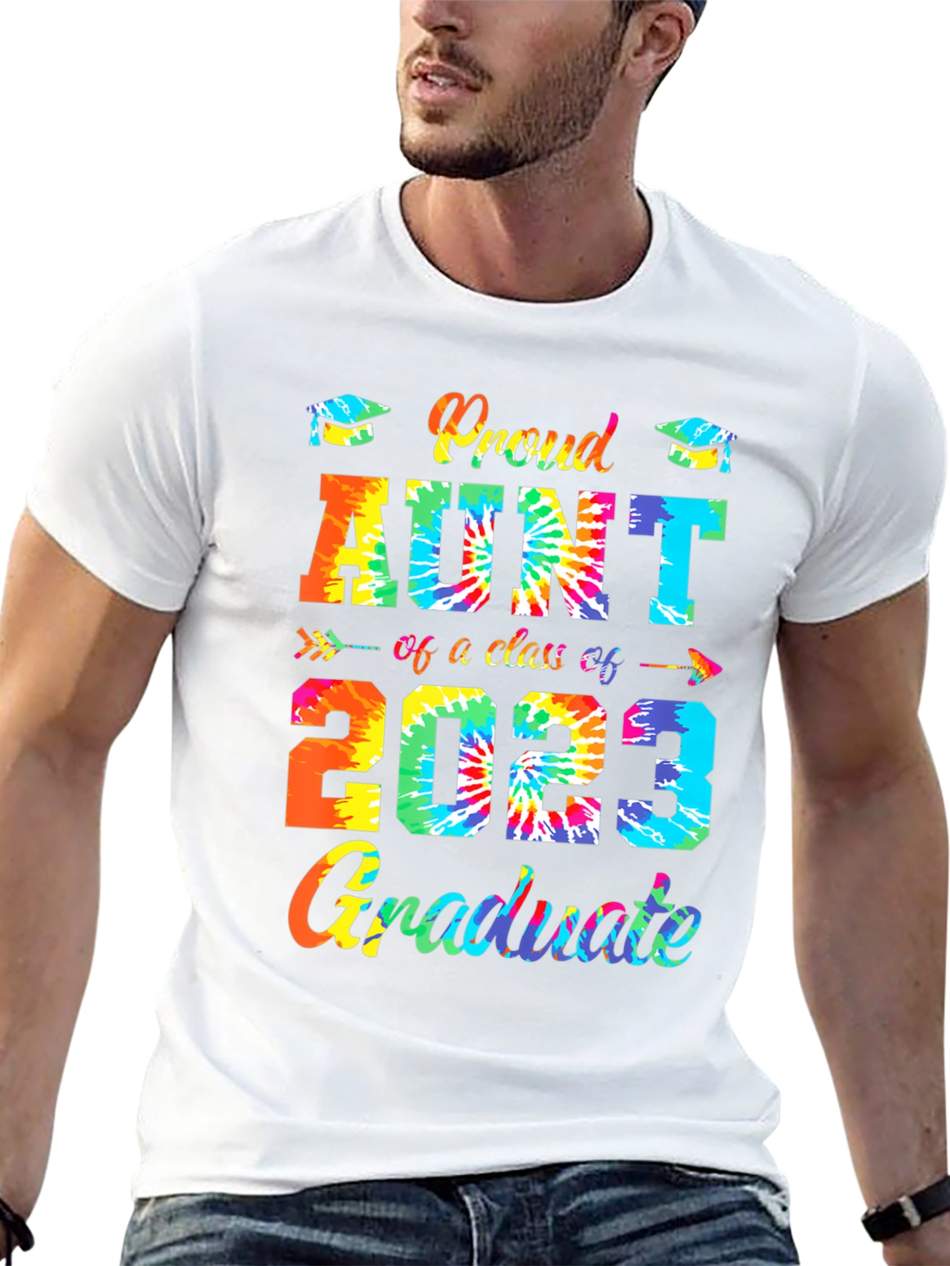 Black Proud Aunt Class of 2023 Graduate Tie-Dye T-Shirt view 13