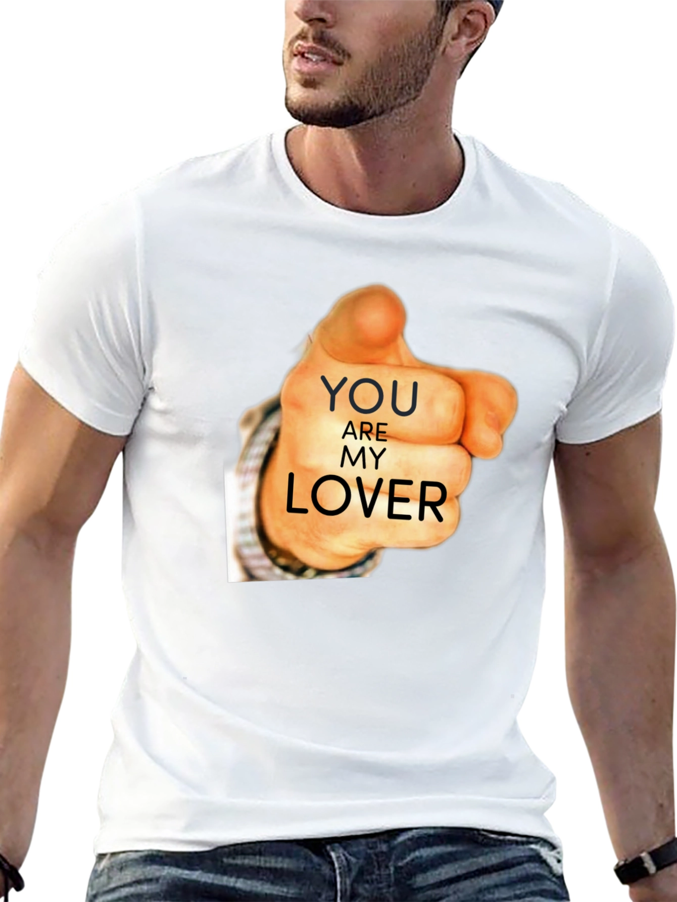 Black You Are My Lover Graphic Tee - Black Cotton T-Shirt view 13