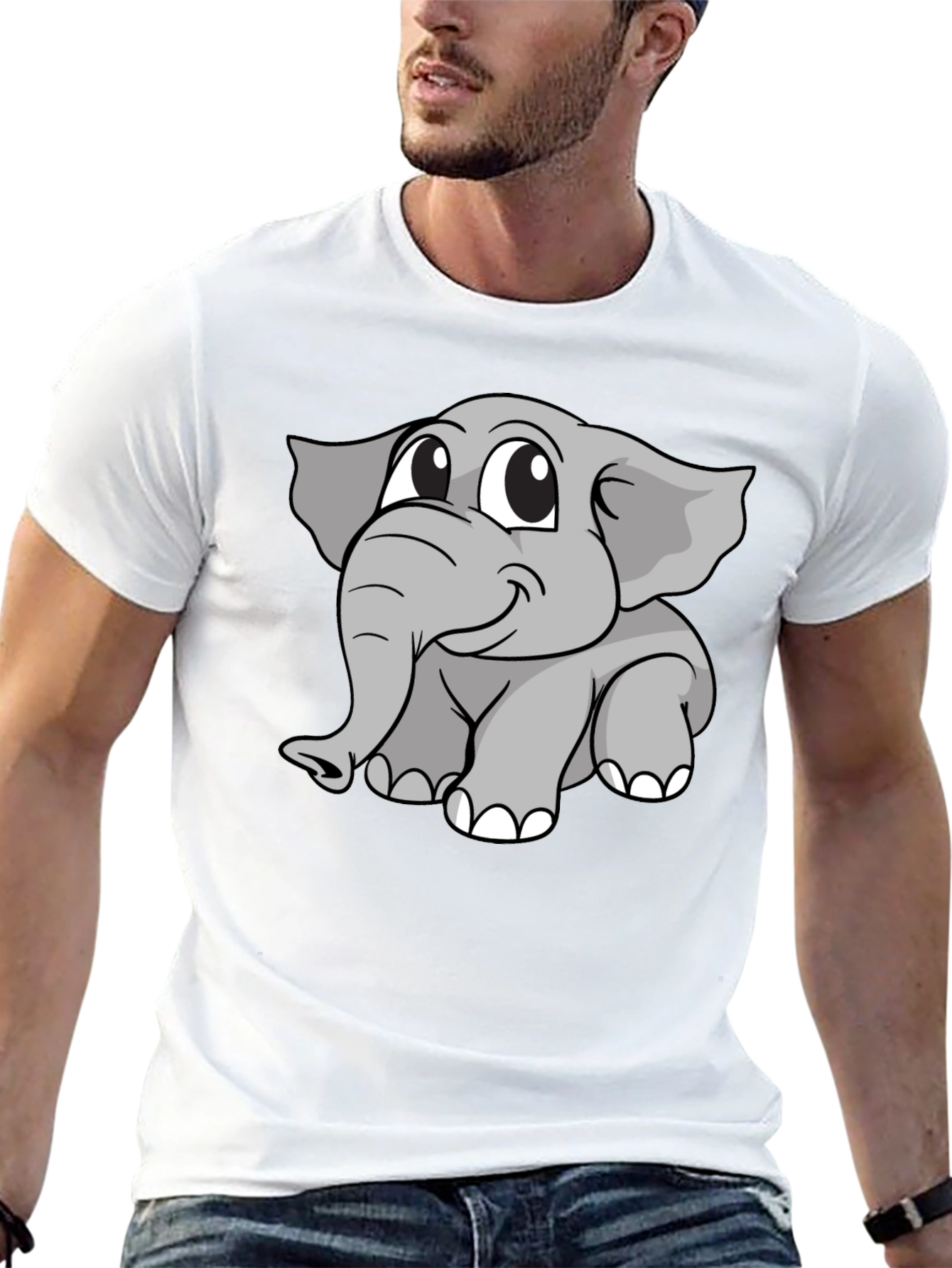 Black Cartoon Elephant Graphic Black T-Shirt view 13