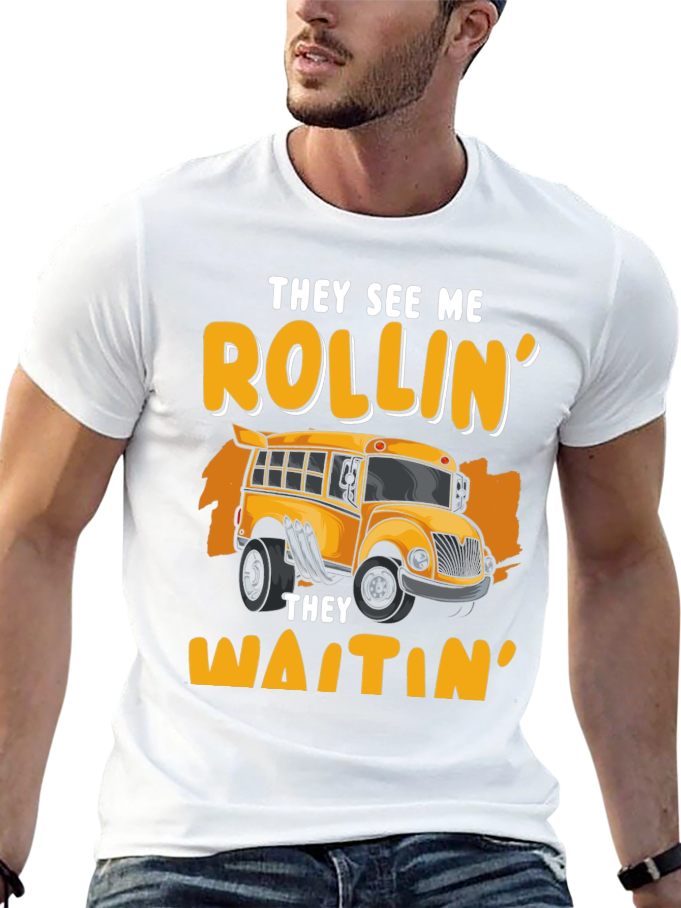 Black Rollin' School Bus T-Shirt - They See Me Waitin' view 13