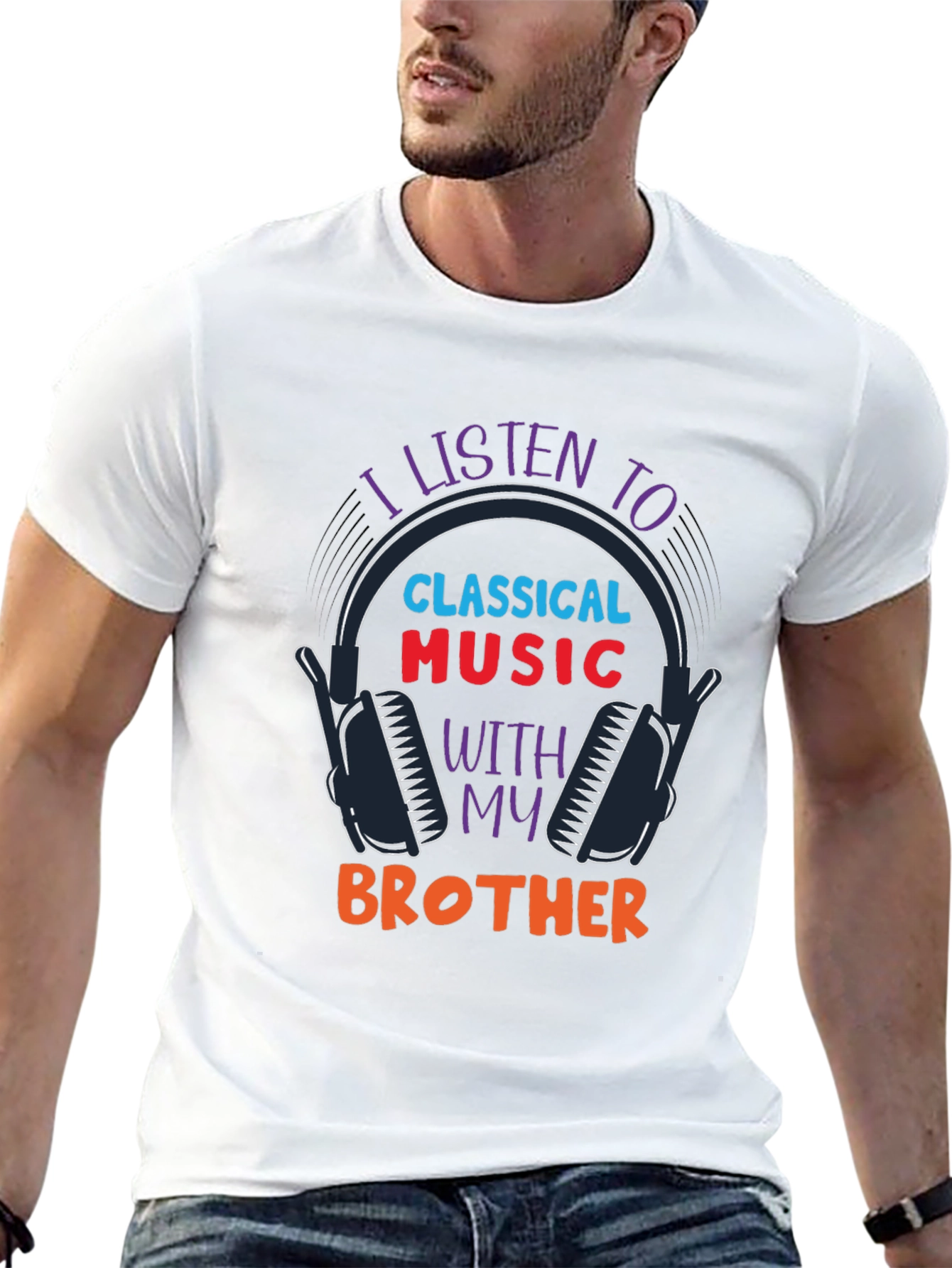 Black I Listen to Classical Music with My Brother T-Shirt view 13