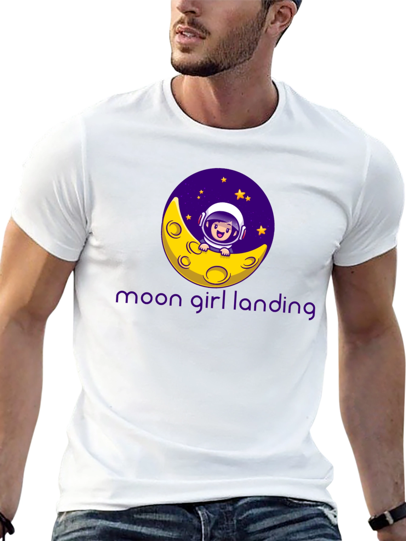 Black Moon Girl Landing Black T-Shirt view 13