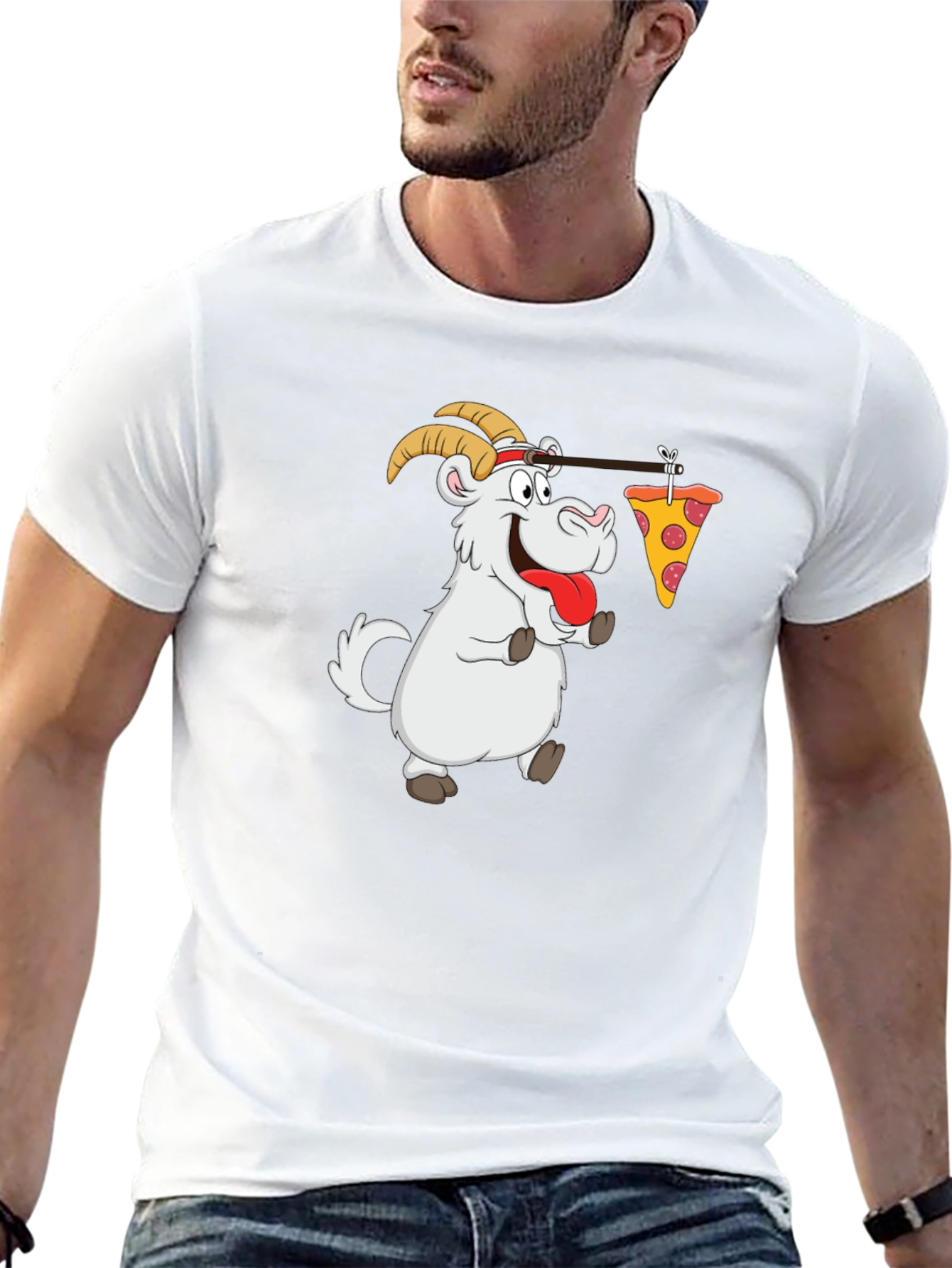 Black Goat Pizza T-Shirt - Funny Graphic Tee view 13