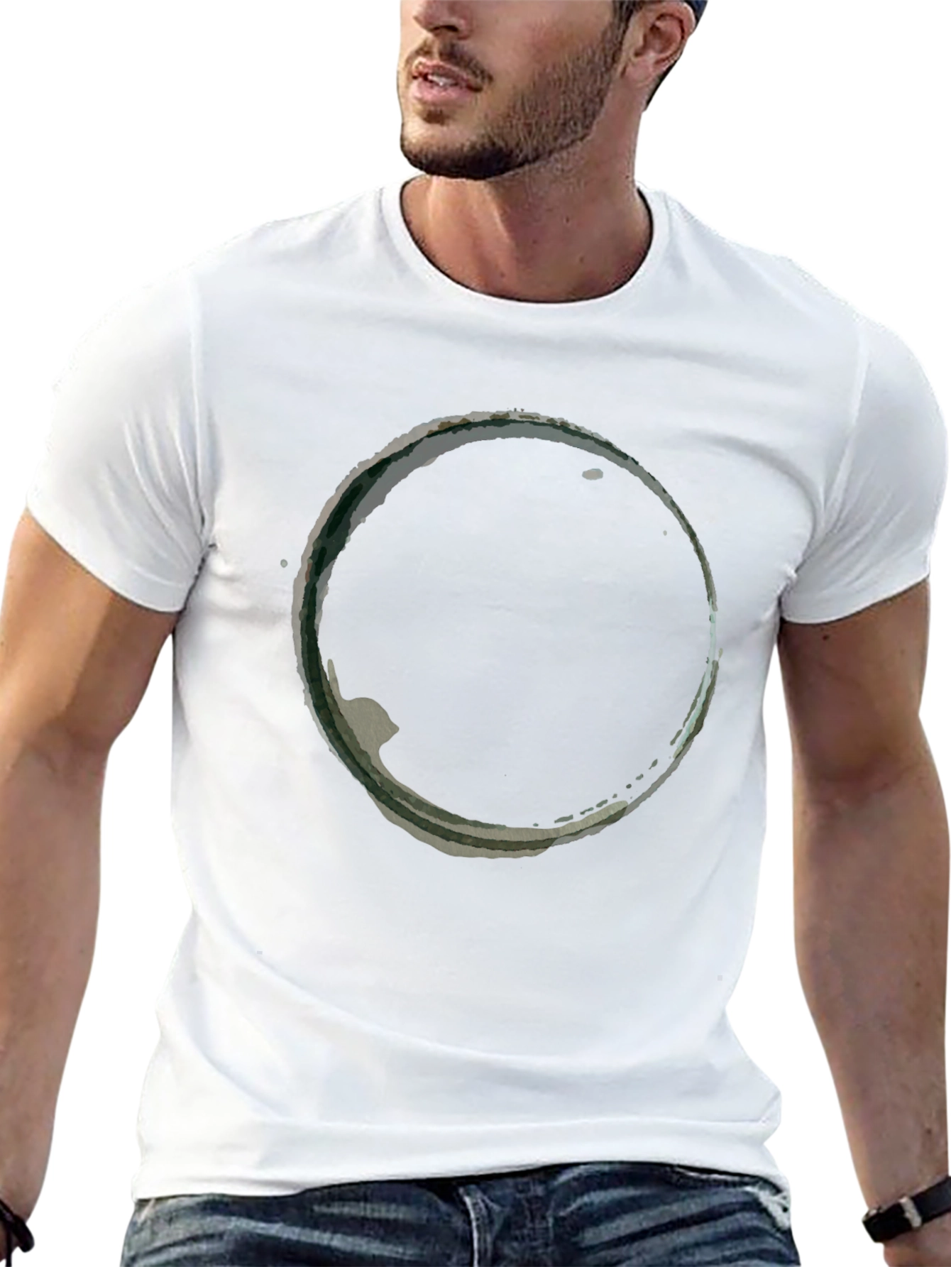 Black Abstract Circle Graphic Black T-Shirt view 13