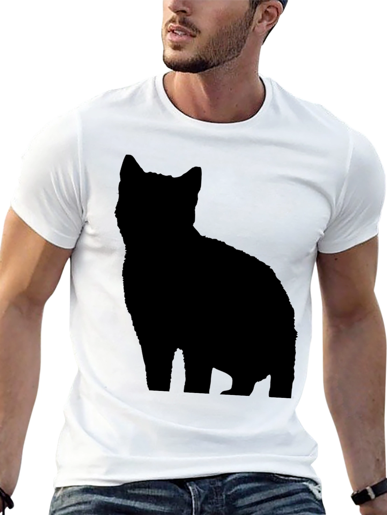 Black Black Cat Silhouette T-Shirt - Stylish & Unique Tee view 13