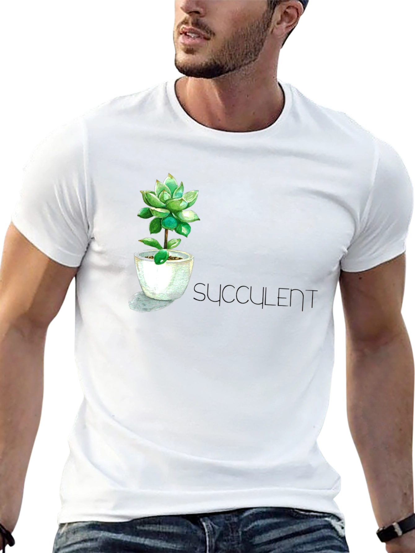 Black Stylish Succulent T-Shirt view 13