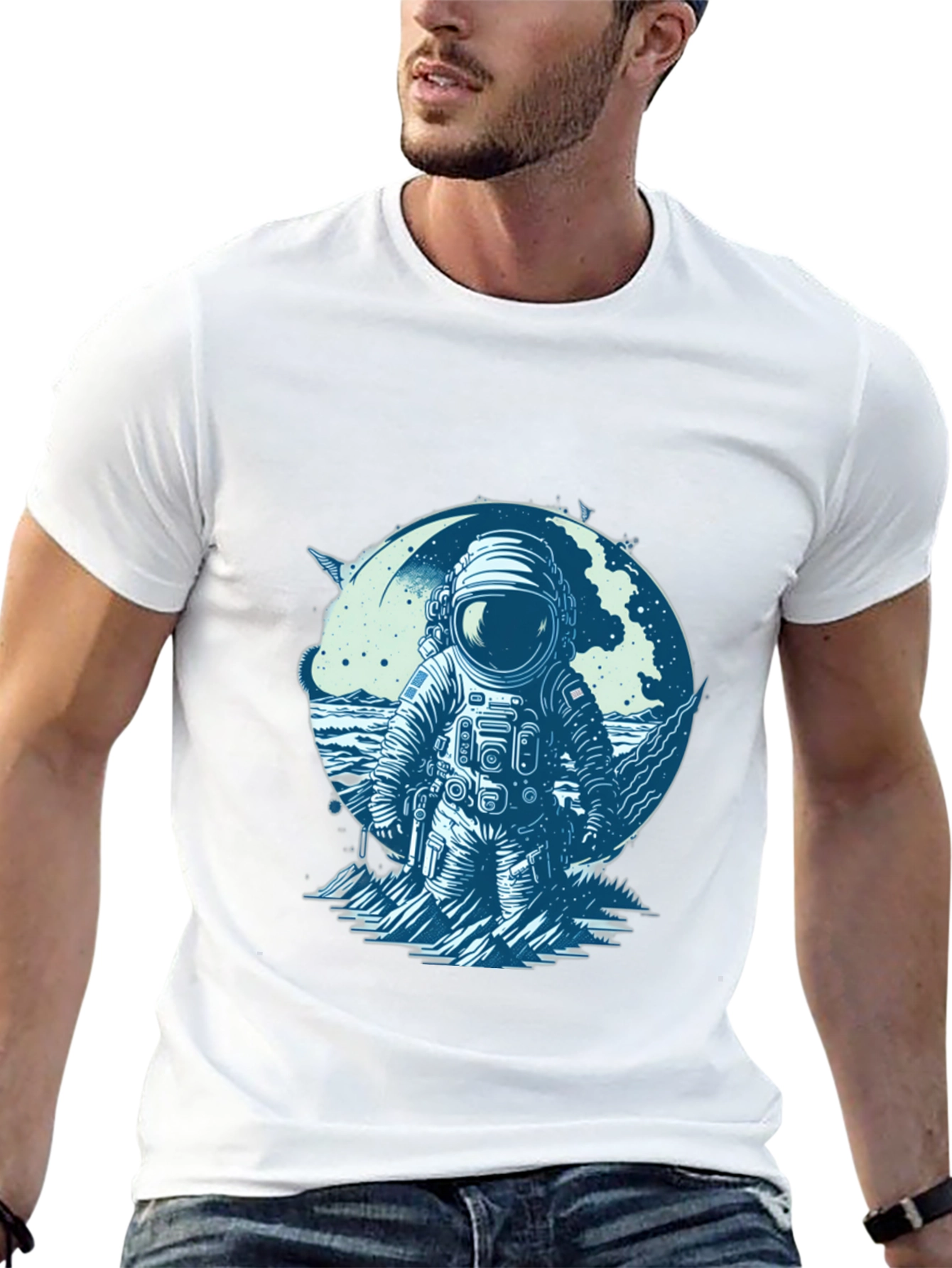 Black Astronaut Graphic Tee - Space Explorer T-Shirt view 13