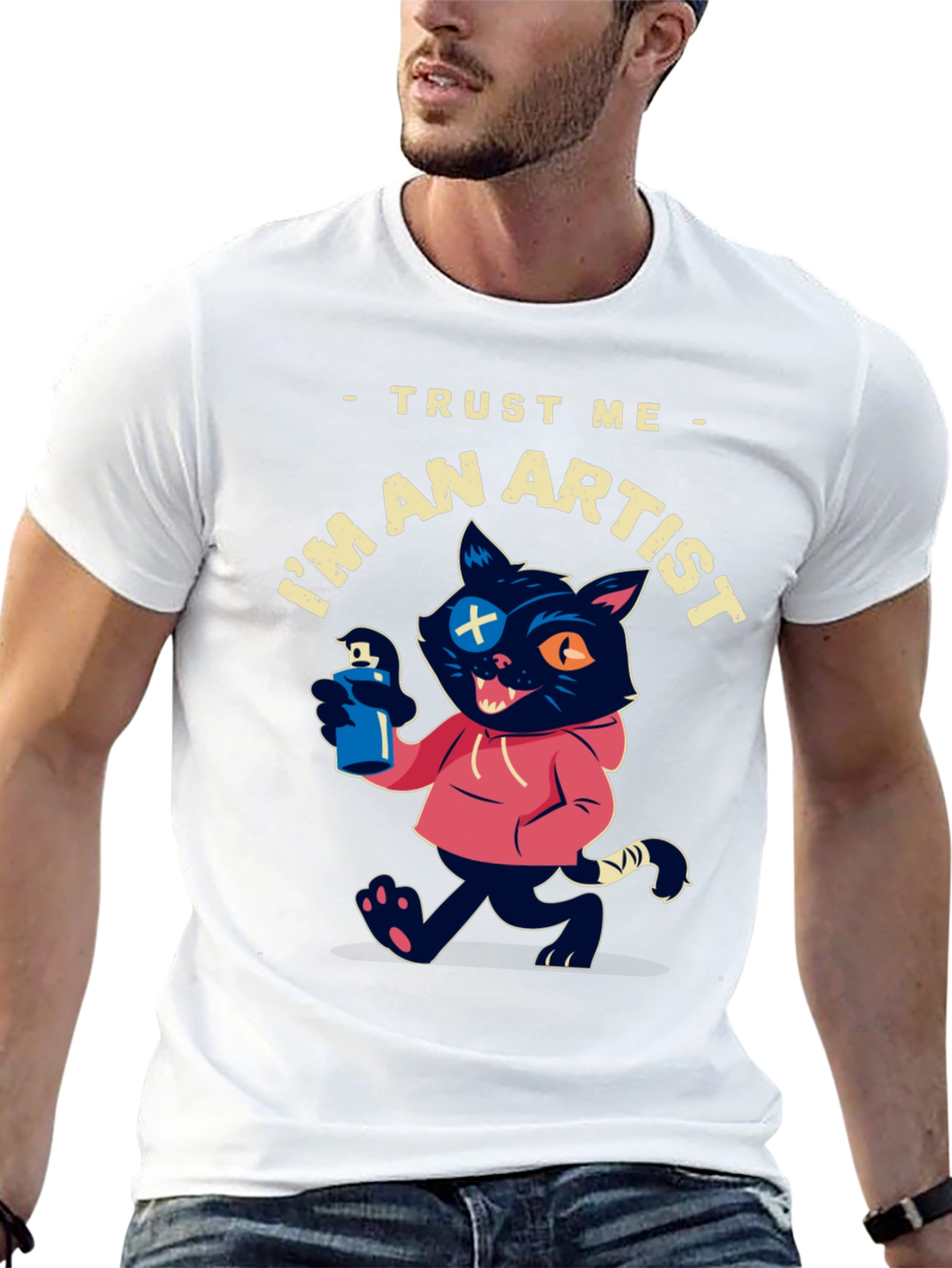 Black Trust Me I'm An Artist Cat T-Shirt view 13