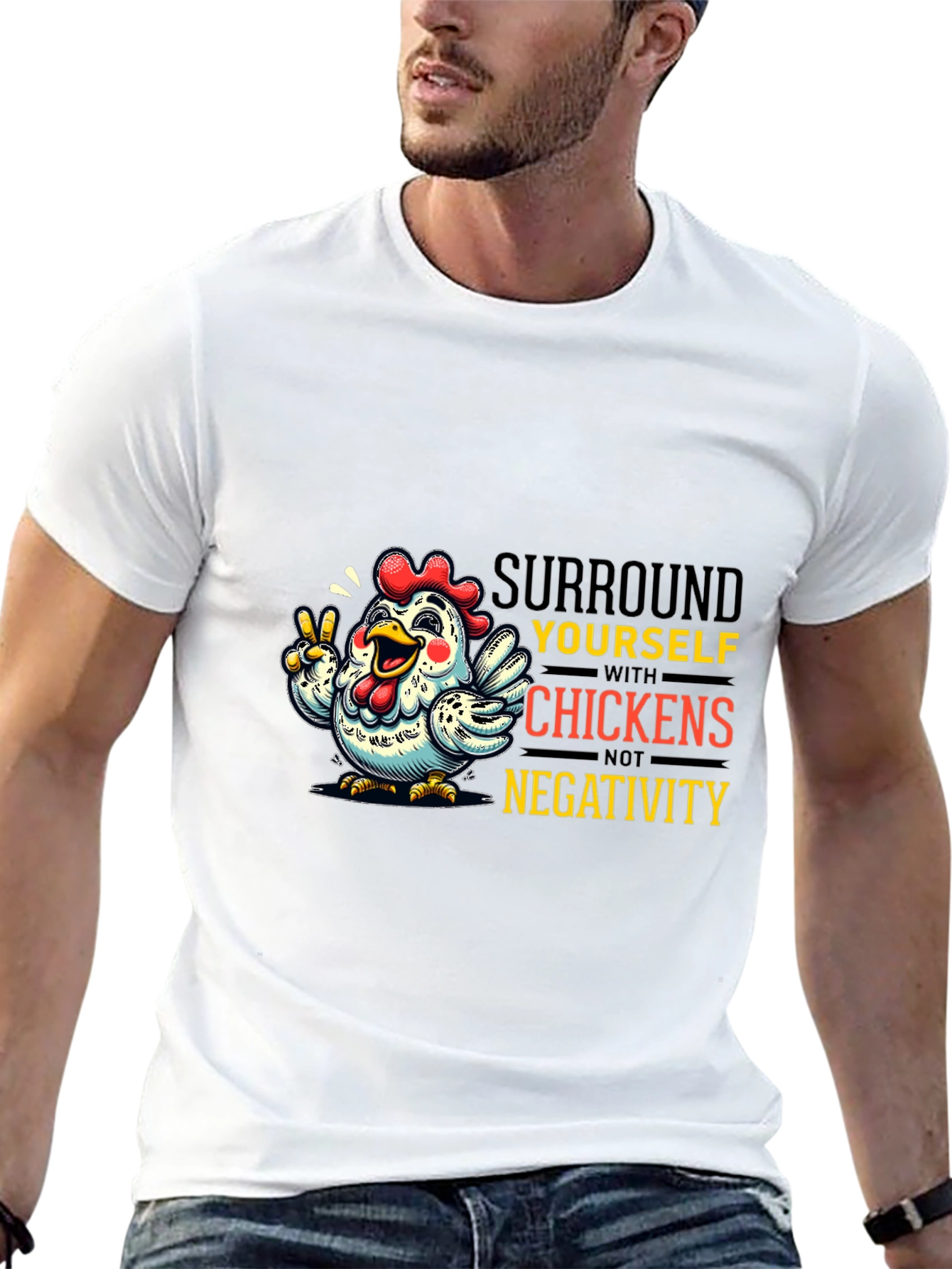 Black Surround Yourself With Chickens T-Shirt view 13