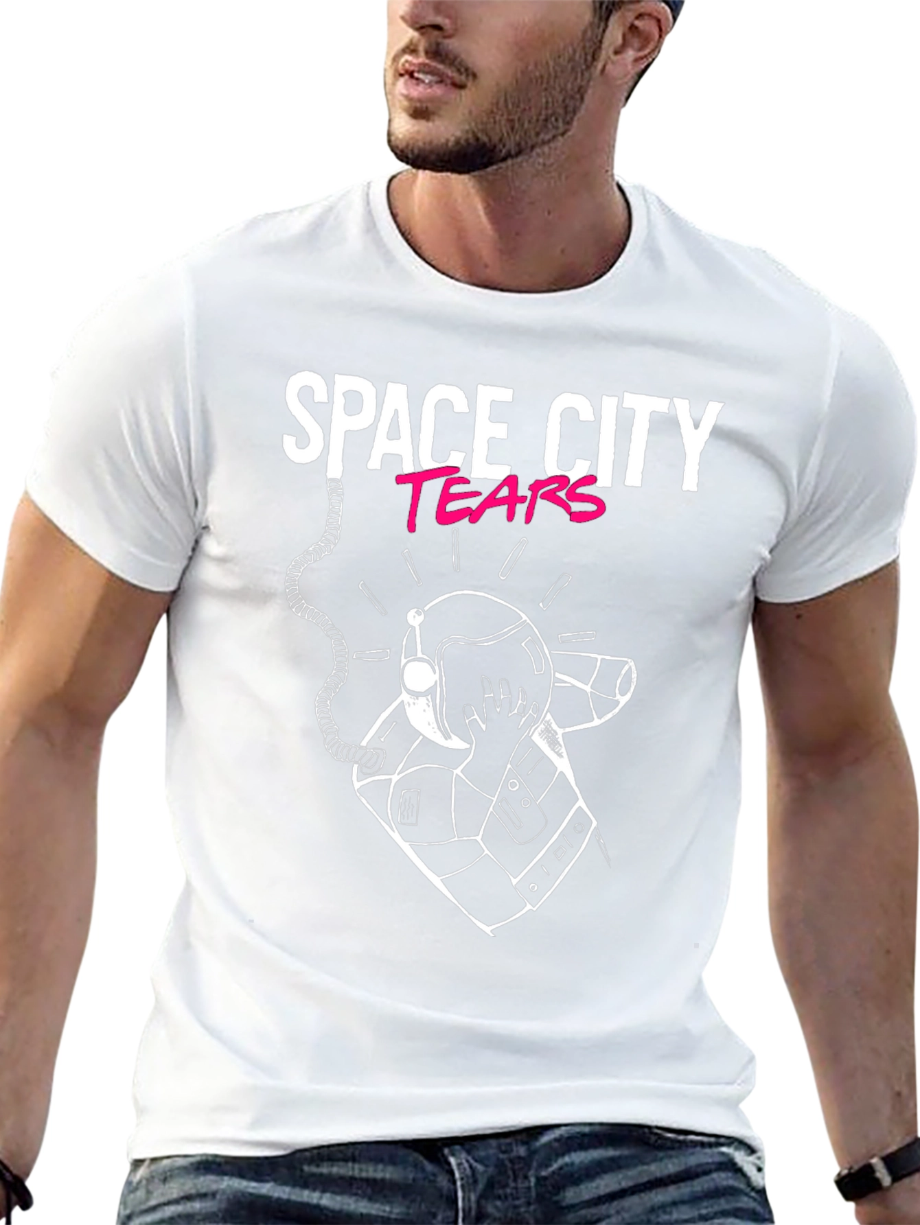Black Space City Tears Graphic Black T-Shirt view 13