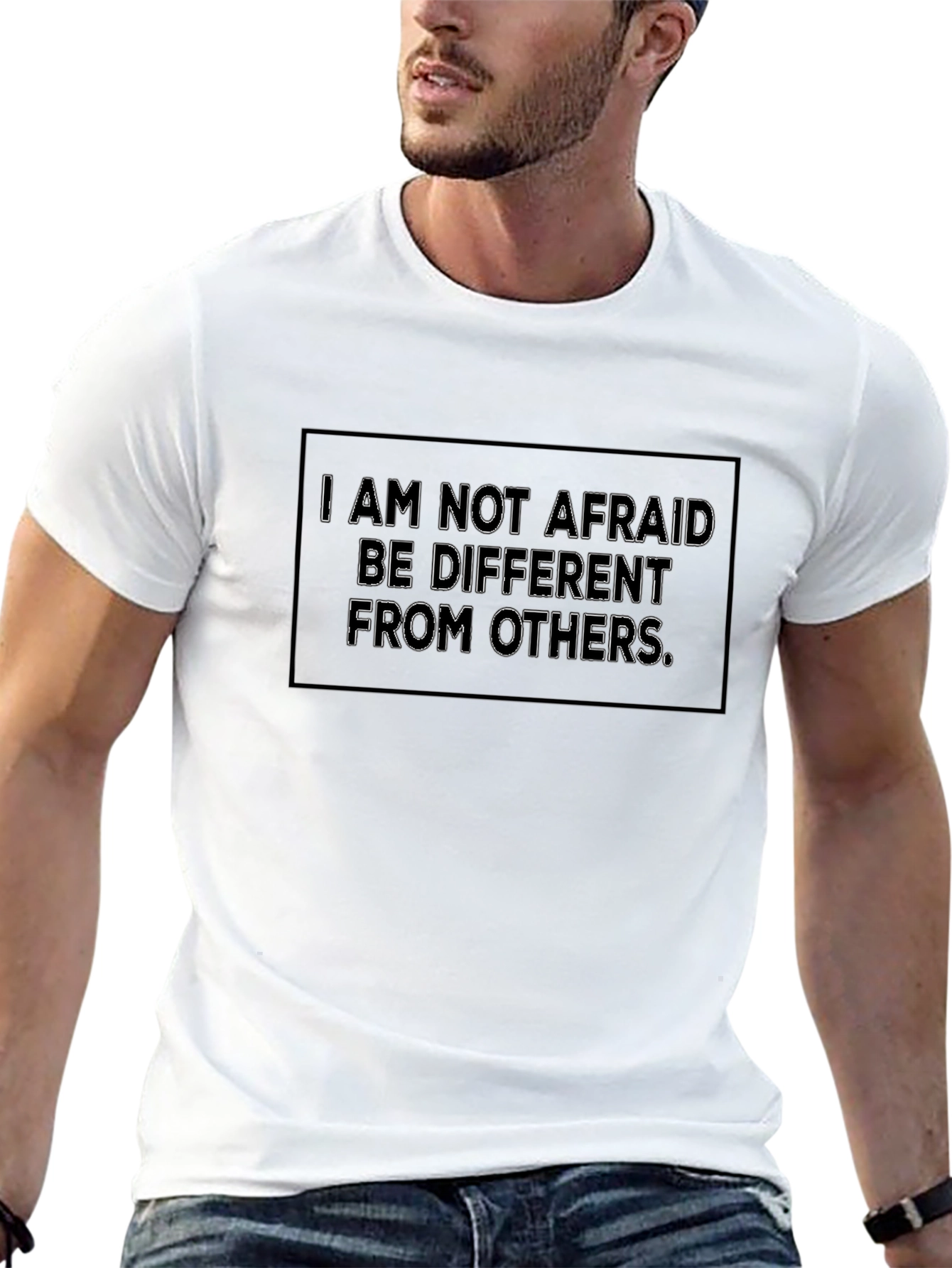 Black Unique "I Am Not Afraid" Graphic Black T-Shirt view 13