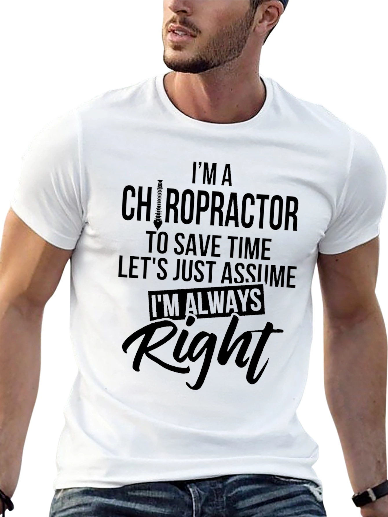 Black Chiropractor Always Right Black T-Shirt view 13