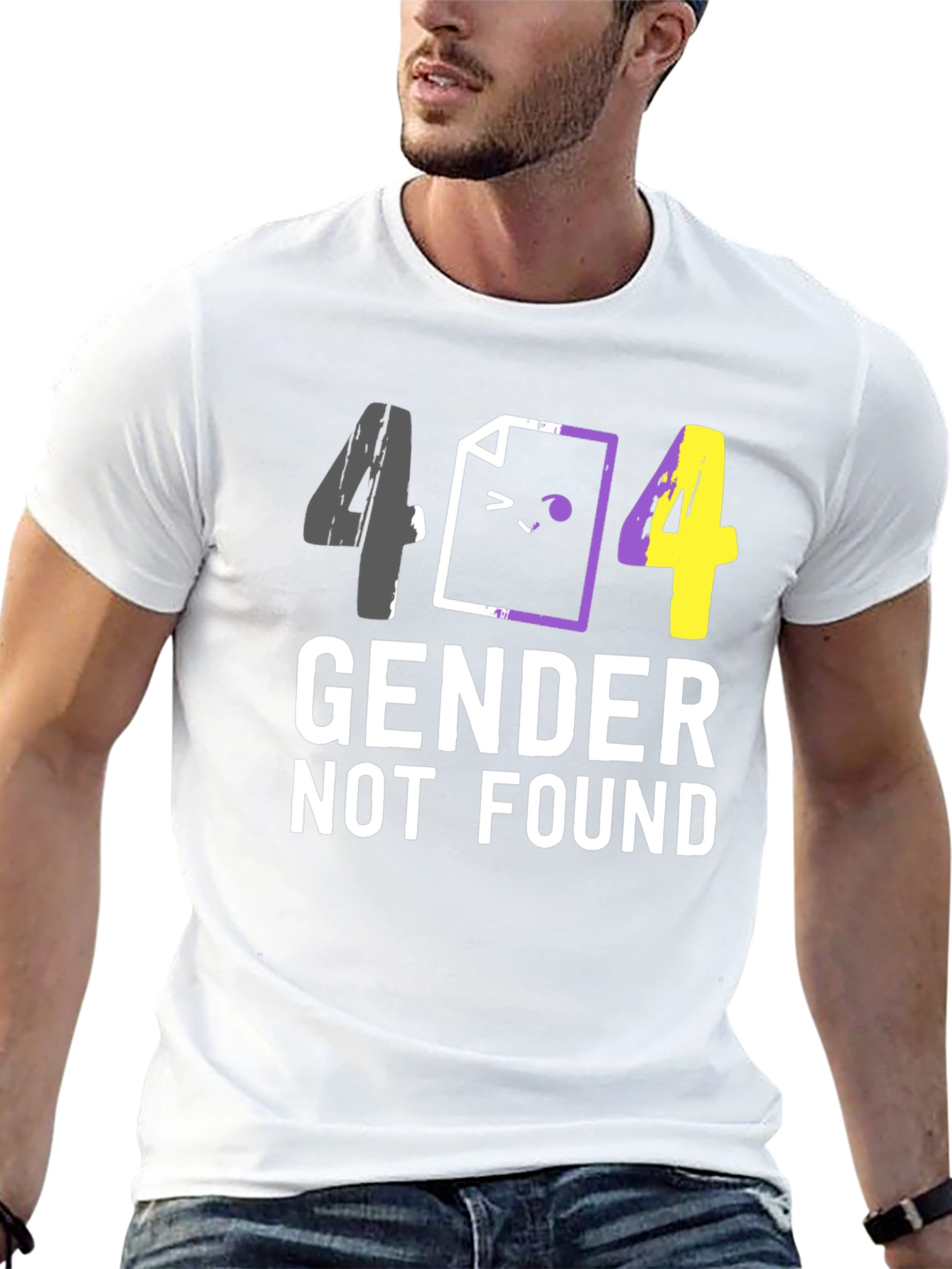 Black 404 Gender Not Found Unisex T-Shirt view 13
