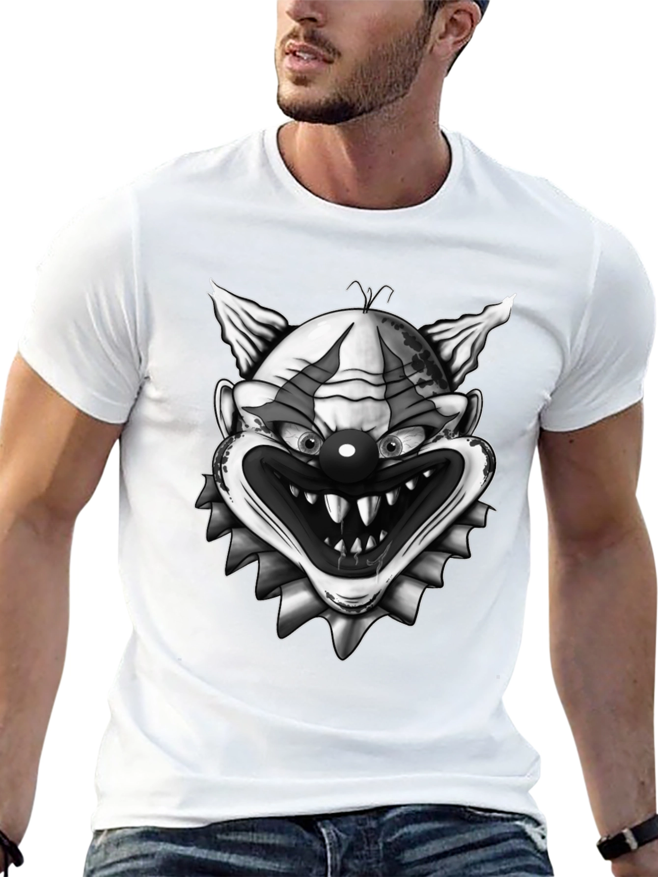 Black Creepy Clown Graphic Print Tee - Horror T-Shirt view 13