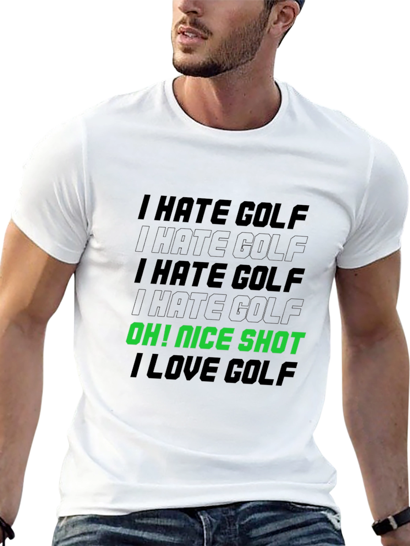Black I Hate Golf, Funny Golfing T-Shirt view 13