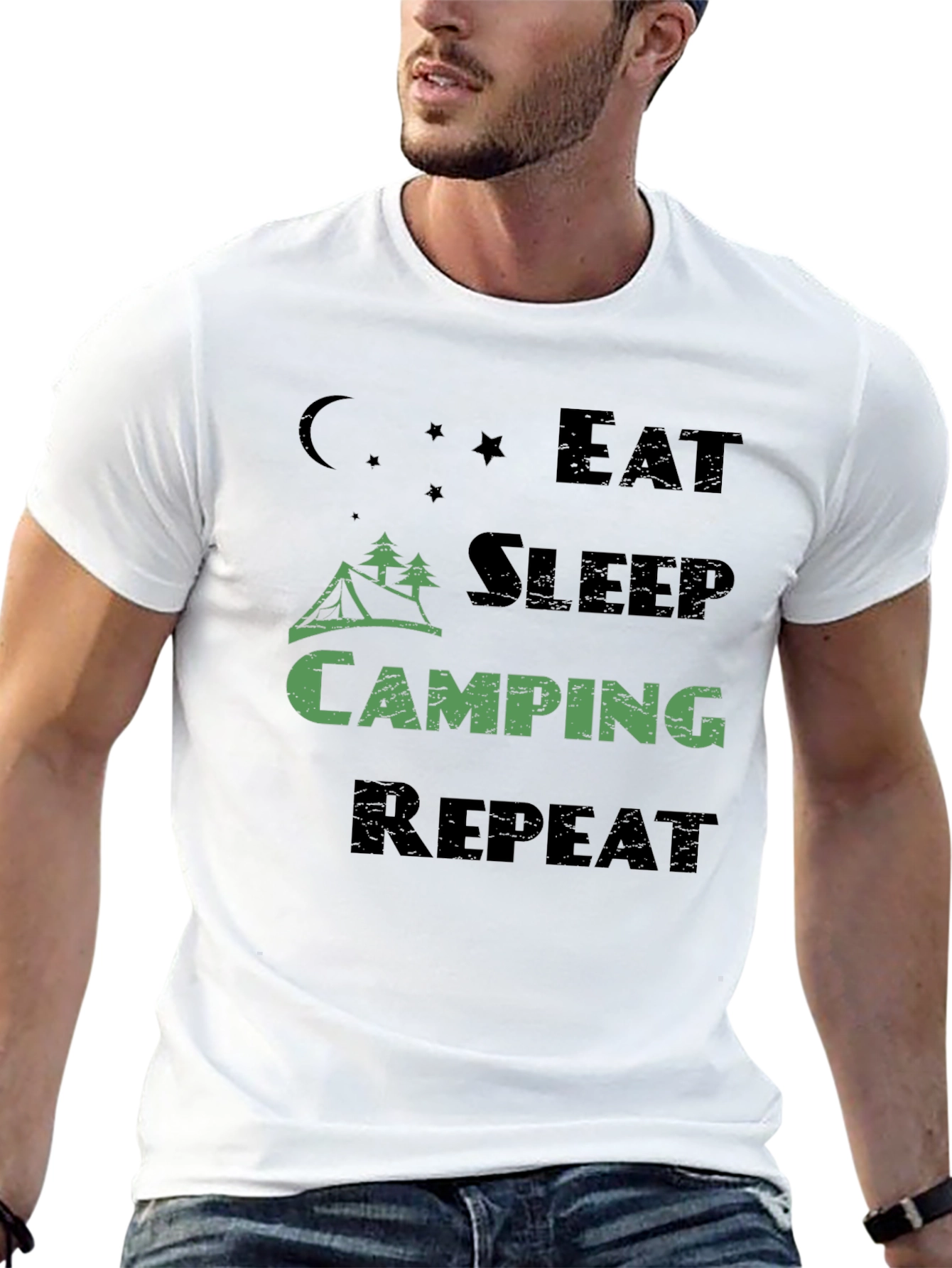 Black Eat Sleep Camping Repeat Men's T-Shirt view 13