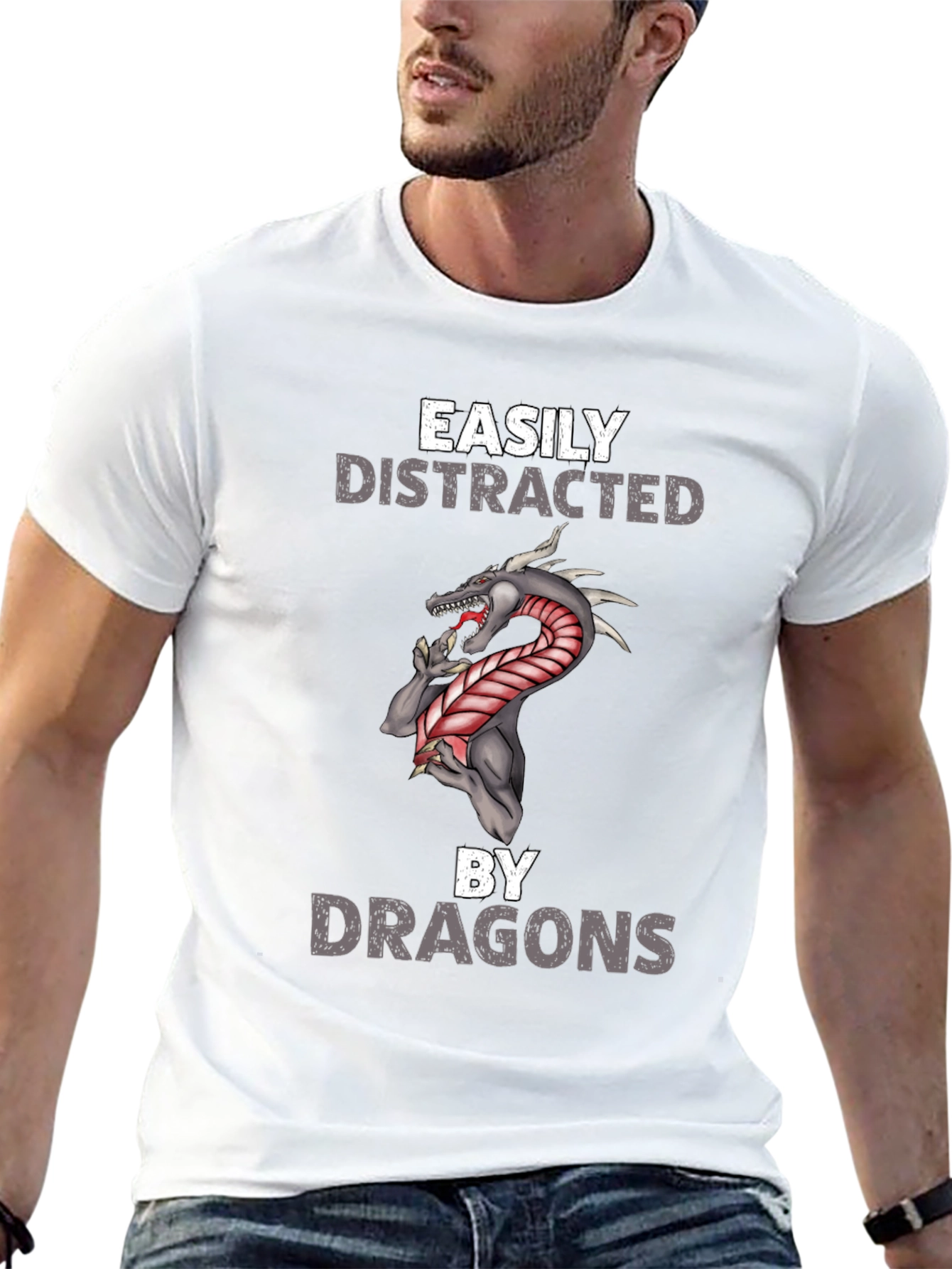 Black Easily Distracted By Dragons T-Shirt view 13