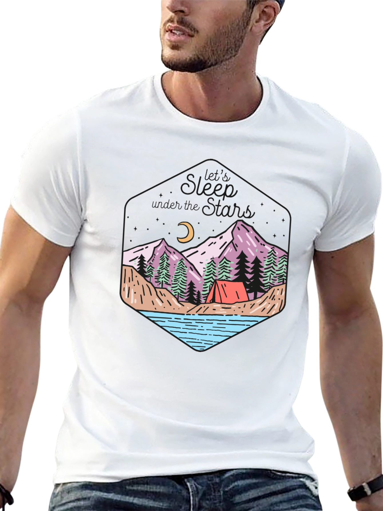 Black Outdoor Adventure T-Shirt - Camping Theme view 13