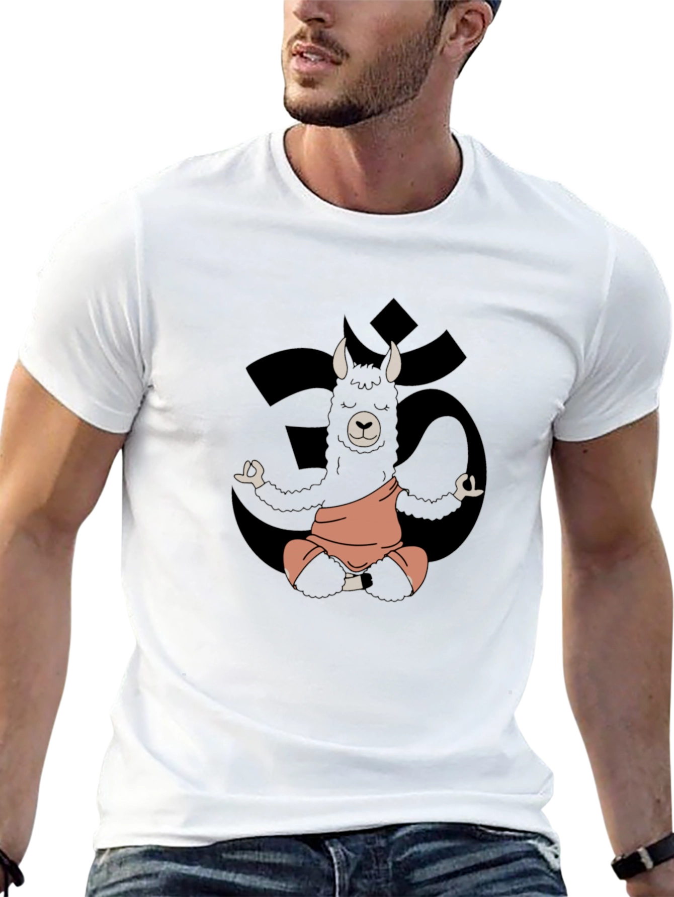 Black Meditating Llama Yoga T-Shirt view 13