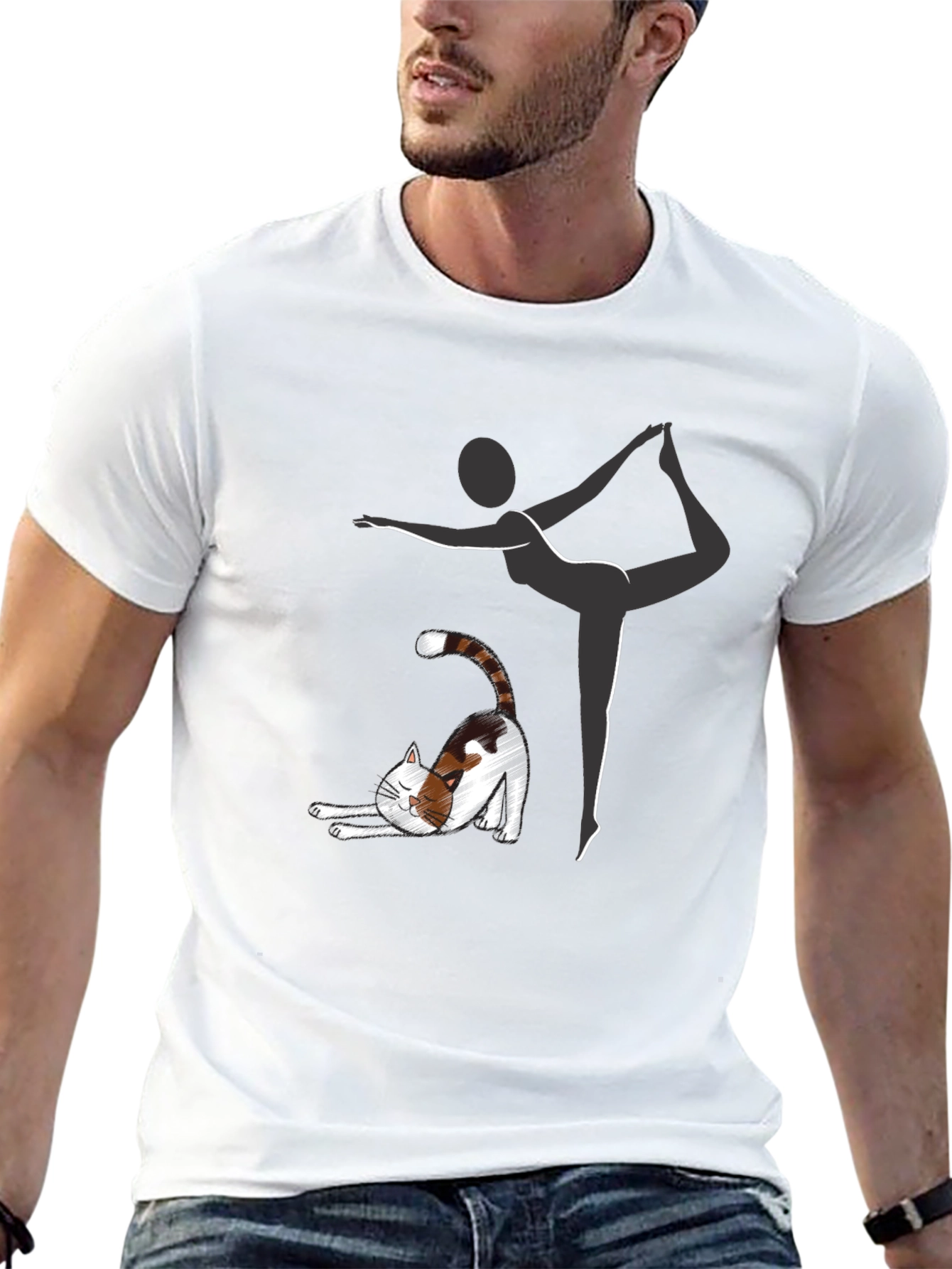 Black Yoga Cat T-Shirt view 13