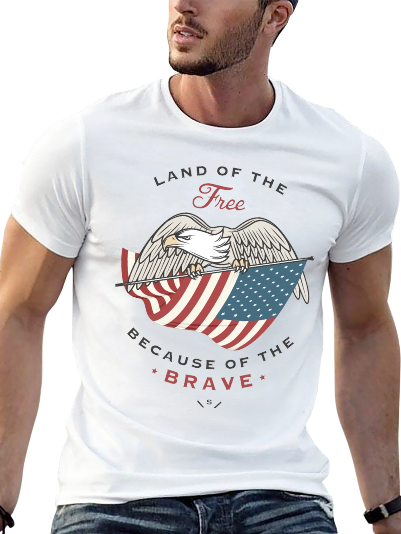 Black Land of the Free Patriotic Eagle Graphic Tee view 13