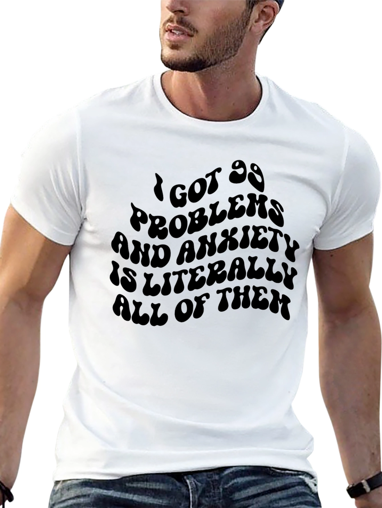 Black Anxiety Funny Graphic T-Shirt view 13