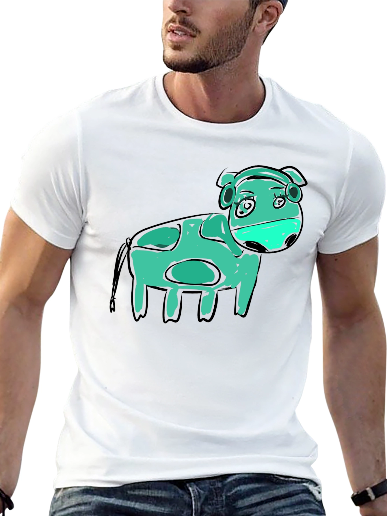 Black Cow Graphic Black T-Shirt - Unique Art view 13