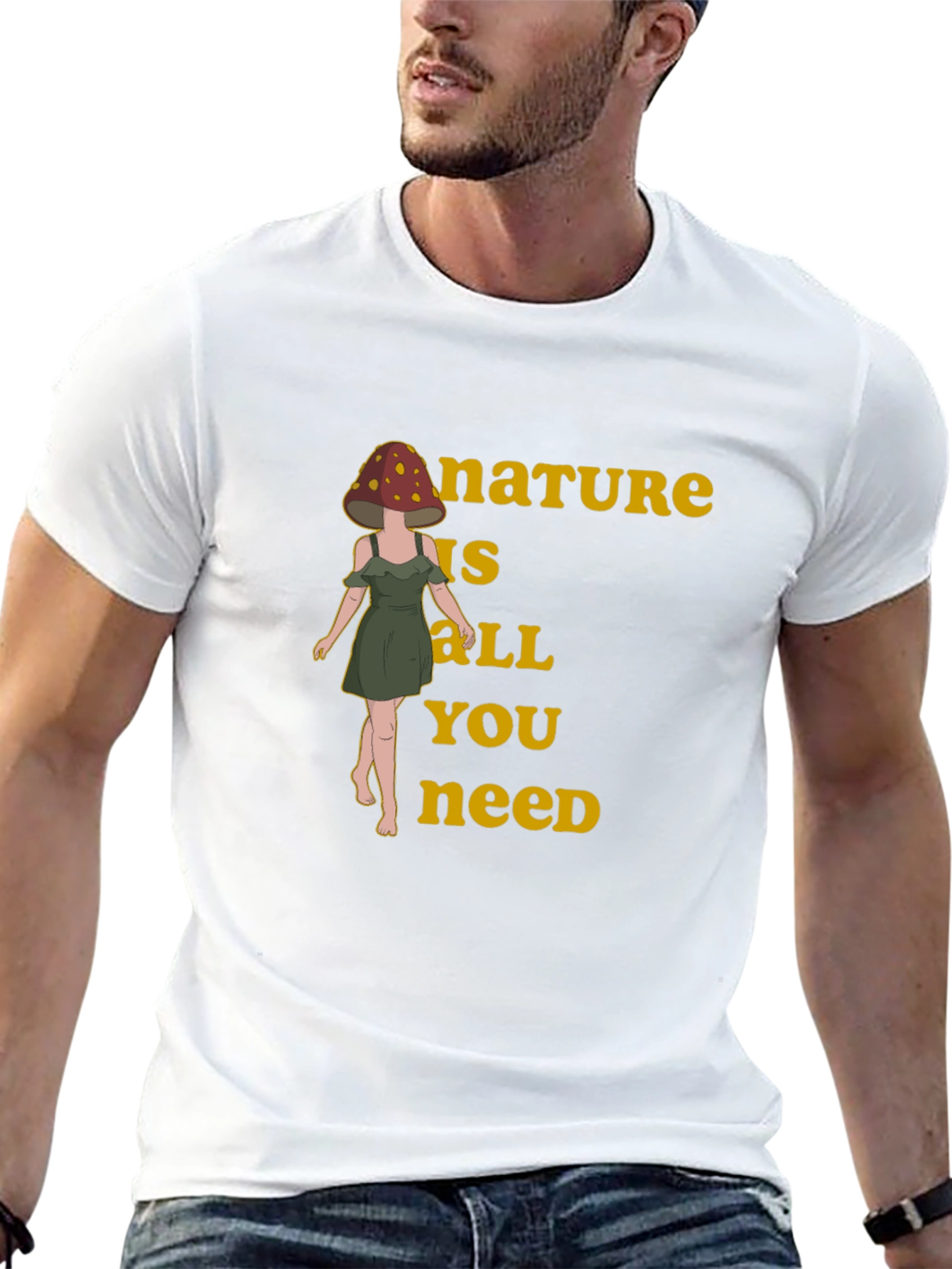Black Nature is All You Need Mushroom Head T-Shirt view 13