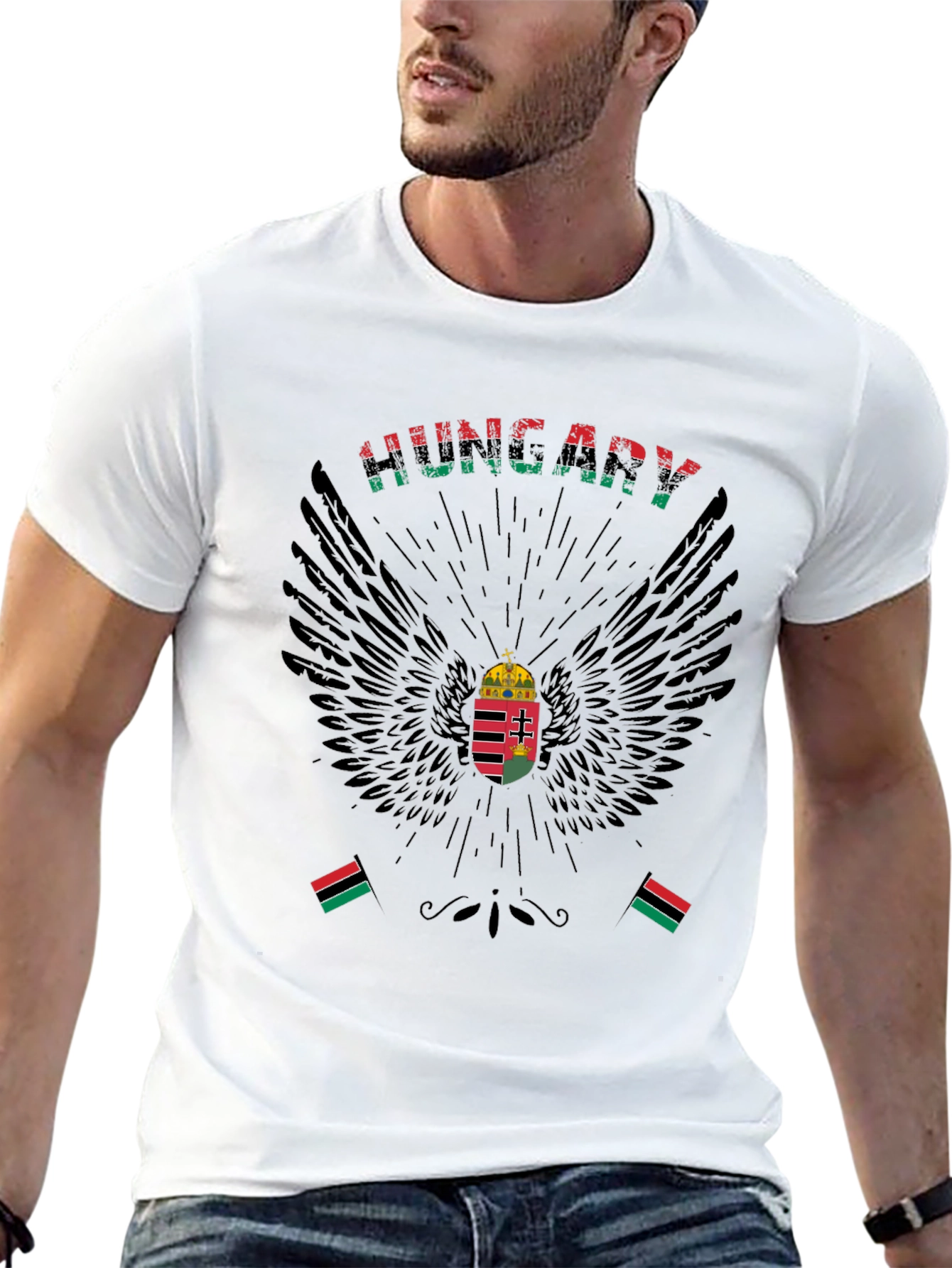 Black Hungary Pride T-Shirt Hungarian Flag Wings view 13