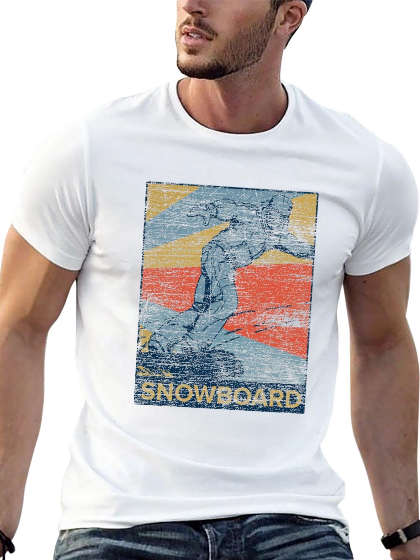 Black Vintage Snowboard Graphic T-Shirt - Black view 13
