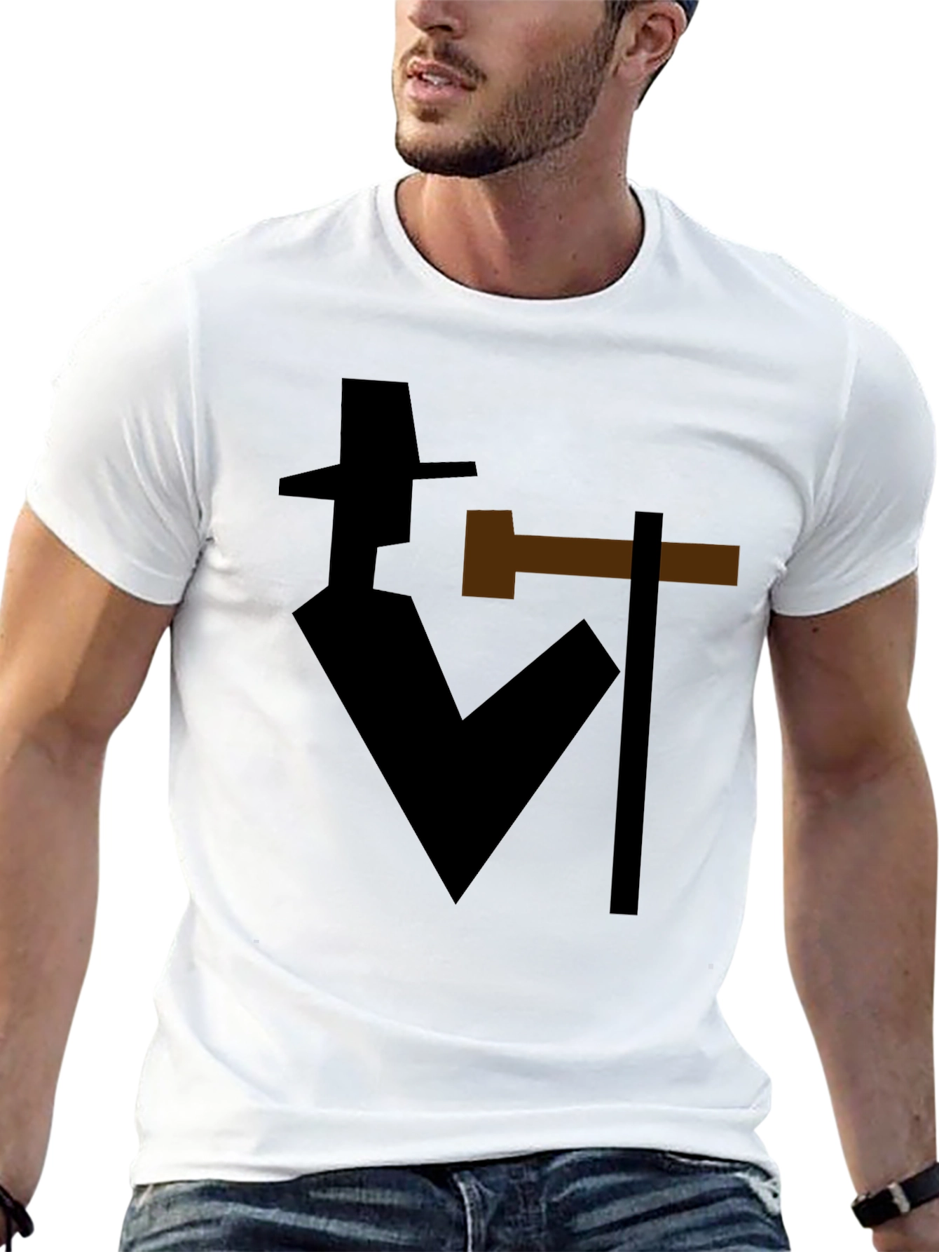 Black Abstract Detective Graphic T-Shirt - Stylish Silhouette Tee view 13