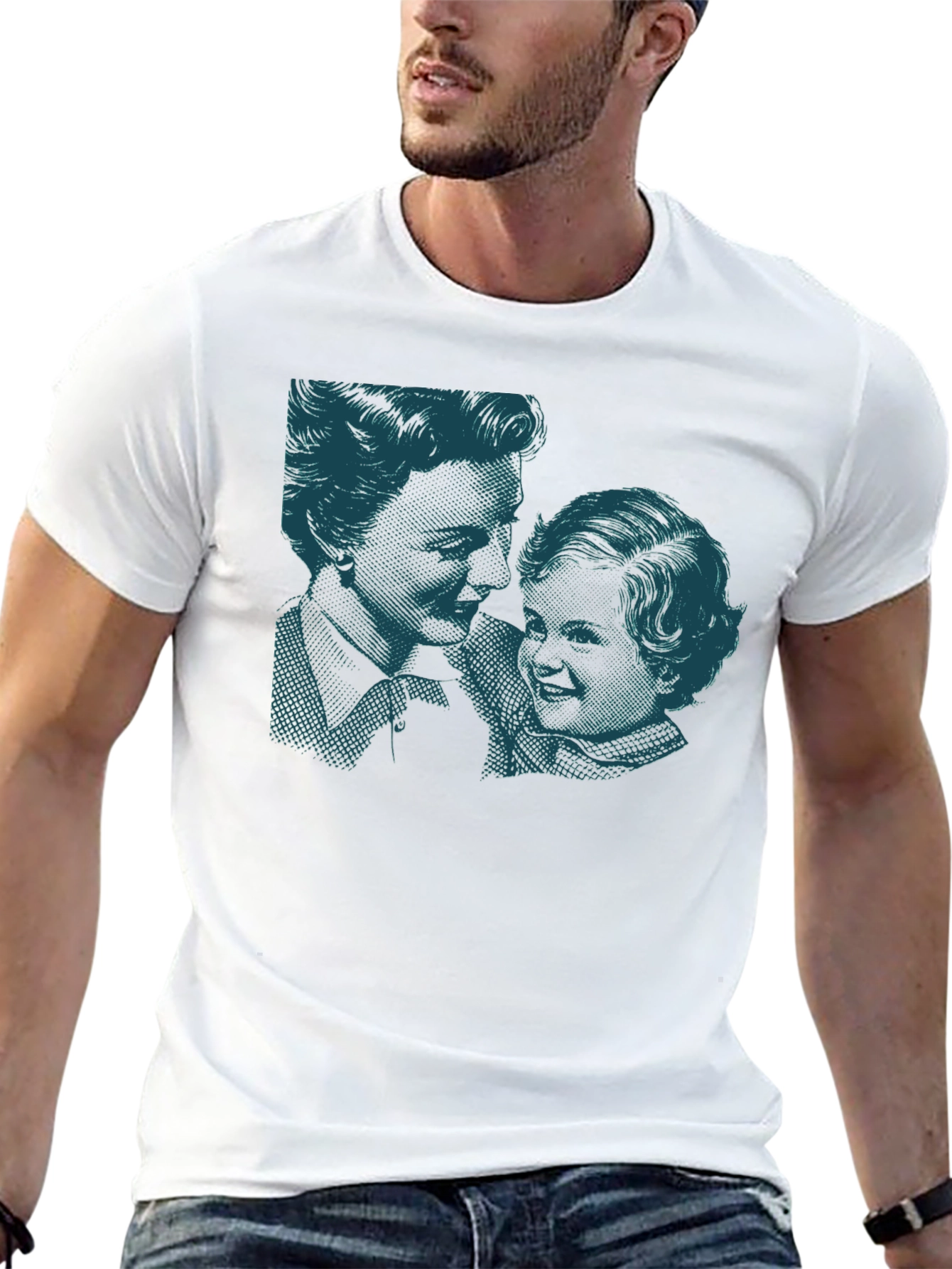 Black Retro Print Black Cotton T-Shirt view 13