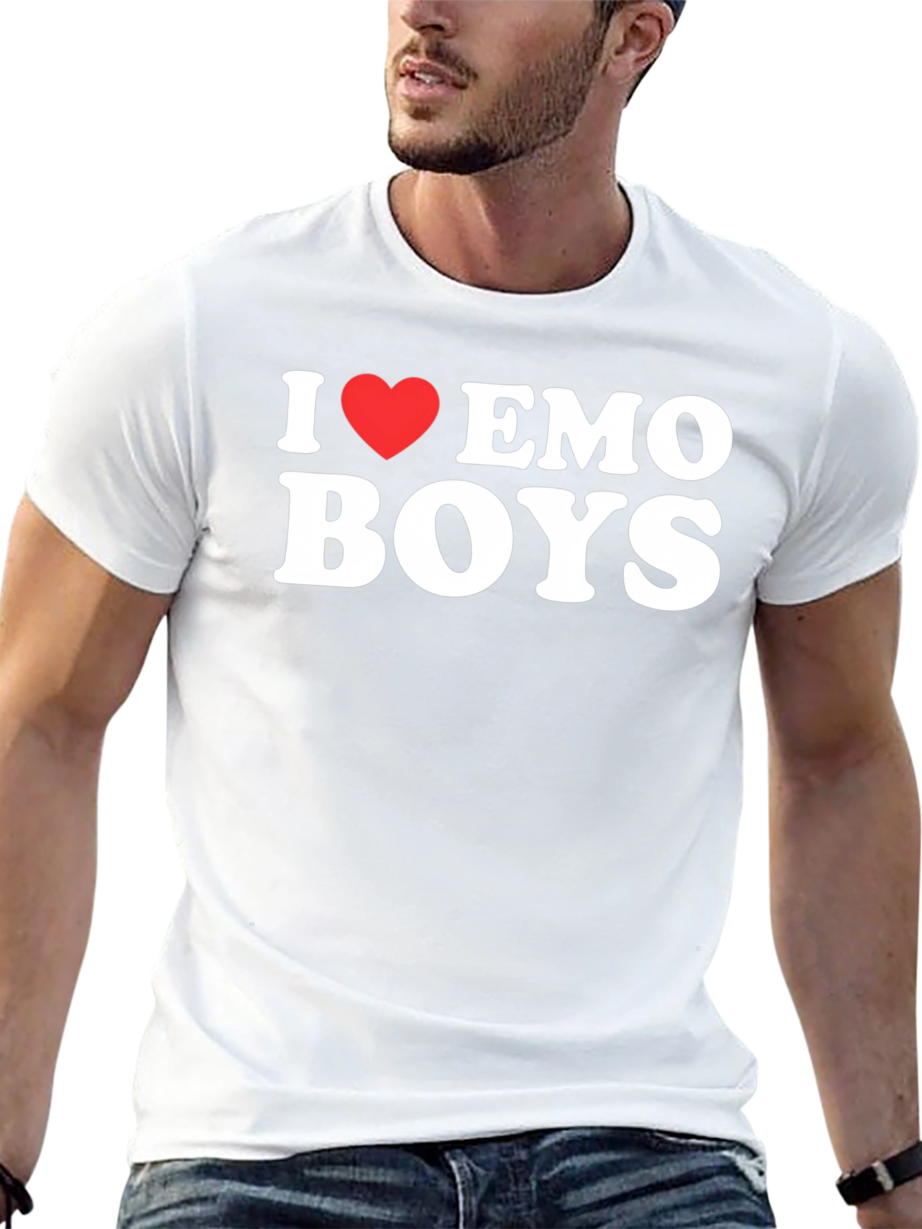Black I Heart Emo Boys Graphic Tee - Black Crew Neck T-Shirt view 13
