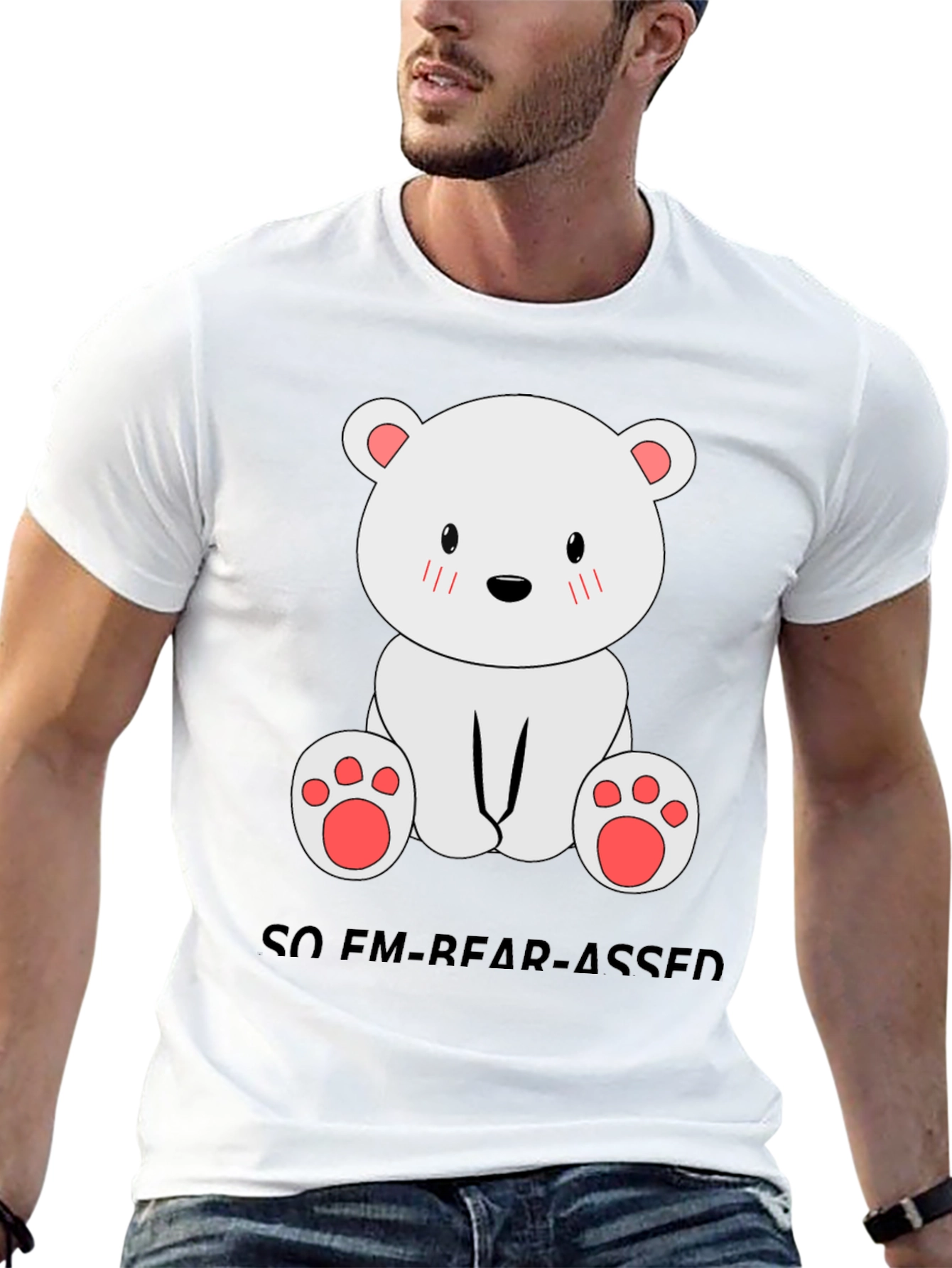 Black Funny Bear Pun T-Shirt - So Em-bear-assed! view 13