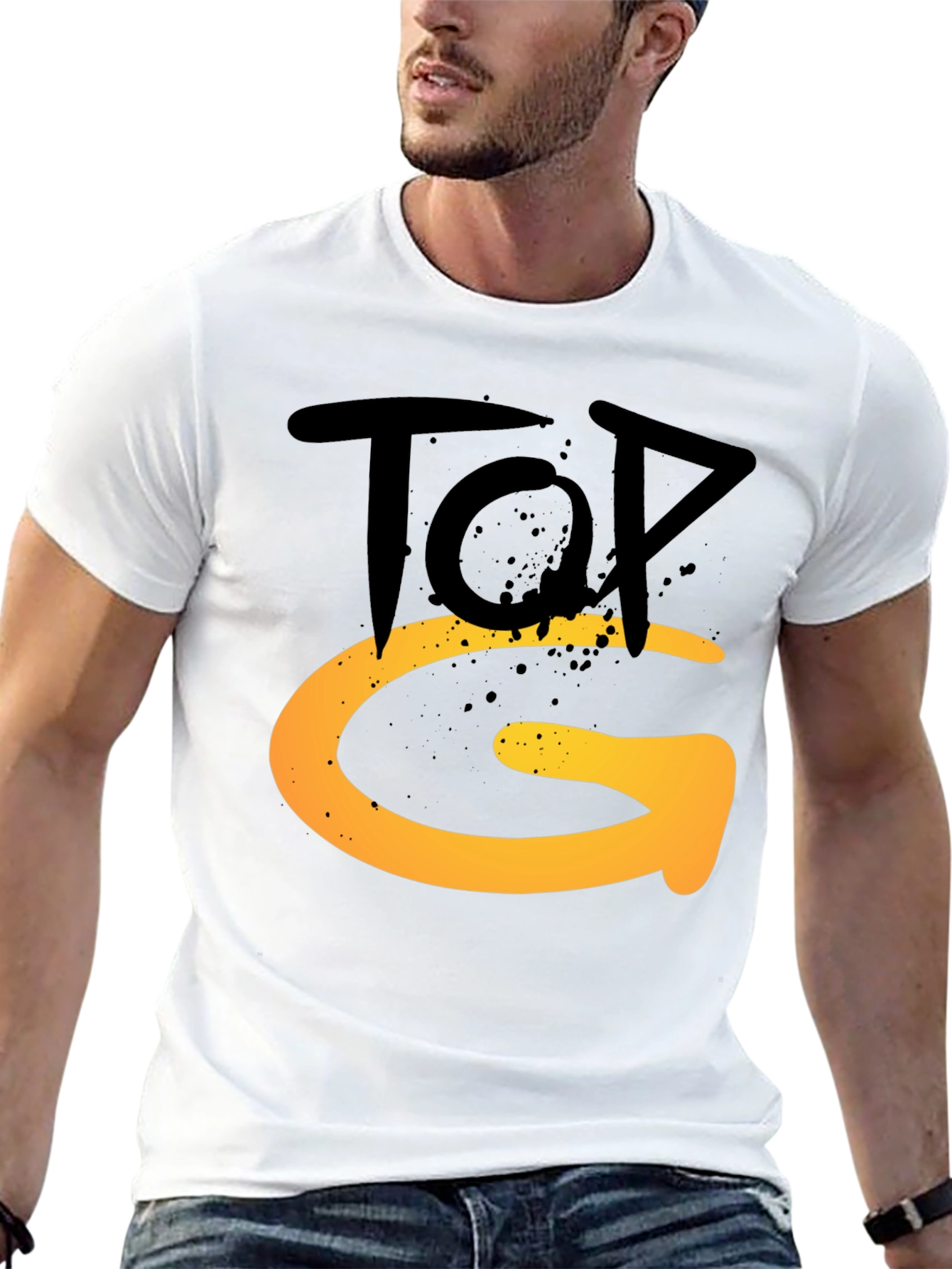 Black Top G Graphic Tee - Stylish Men's Black T-Shirt view 13