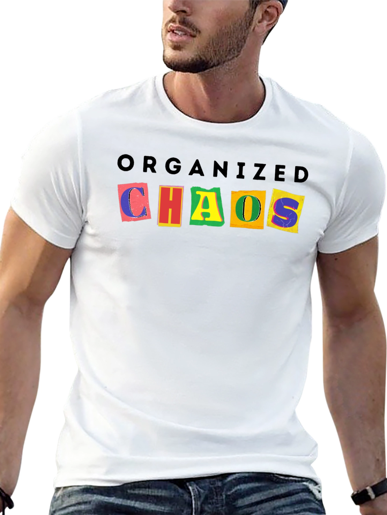 Black Organized Chaos Graphic Tee - Trendy & Unique Design view 13