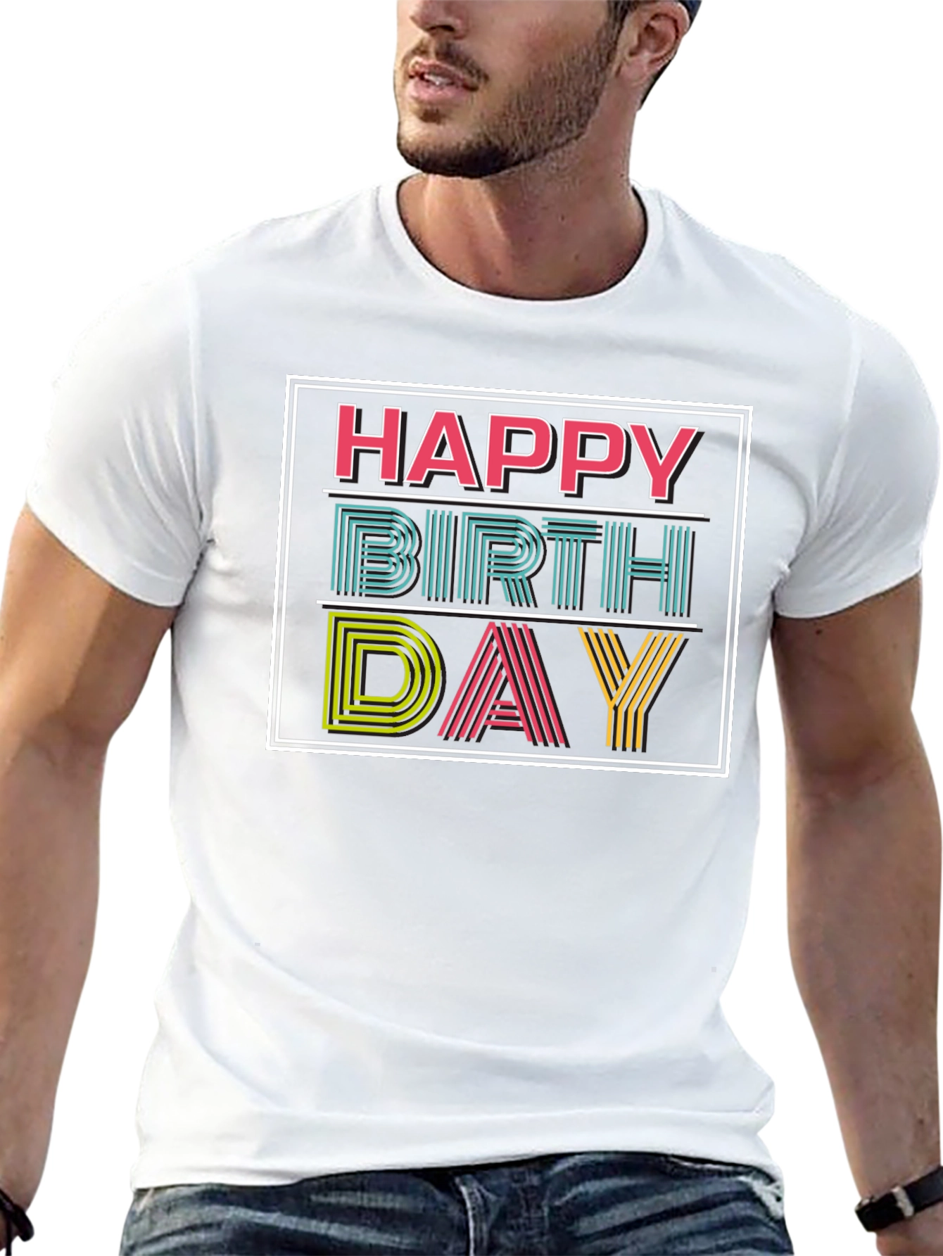 Black Happy Birthday Graphic Print Black T-Shirt view 13