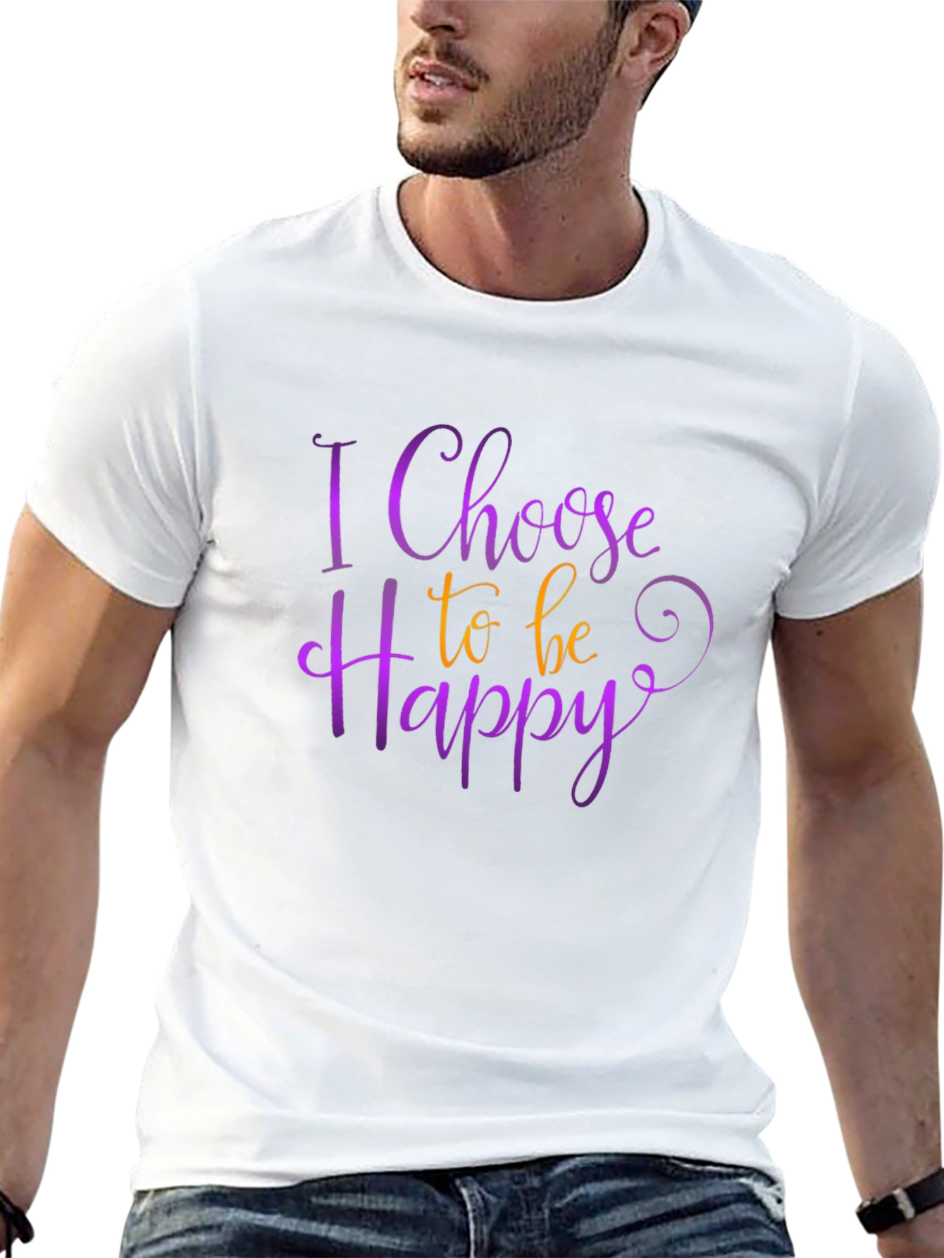 Black Choose Happy Graphic Tee - Positive Vibes Shirt view 13