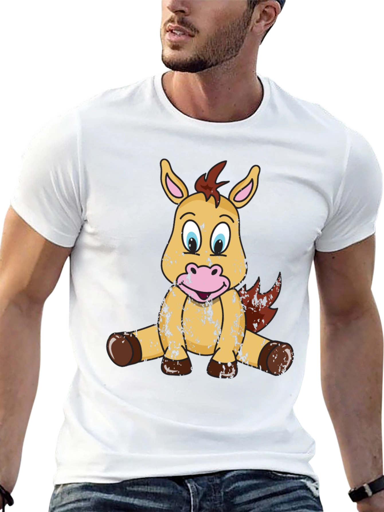 Black Cute Cartoon Horse T-Shirt view 13