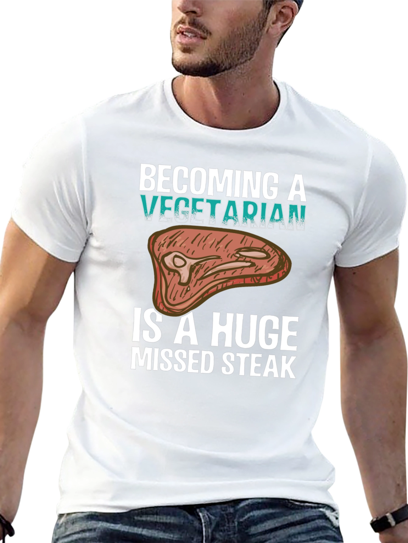 Black Becoming a Vegetarian is a Huge Missed Steak Graphic Tee view 13