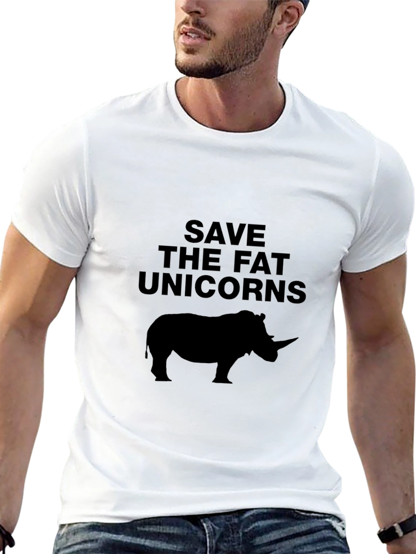 Black Save The Fat Unicorns T-Shirt view 13