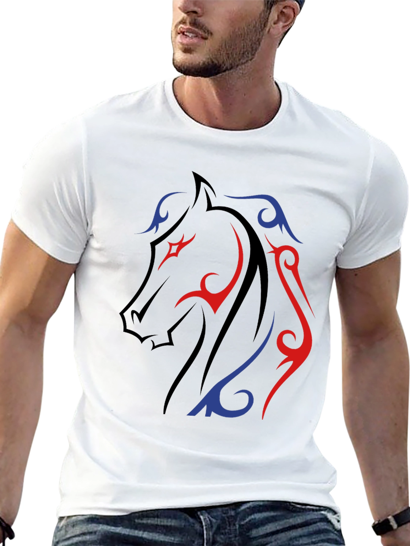 Black Tribal Horse Graphic Tee - Black view 13