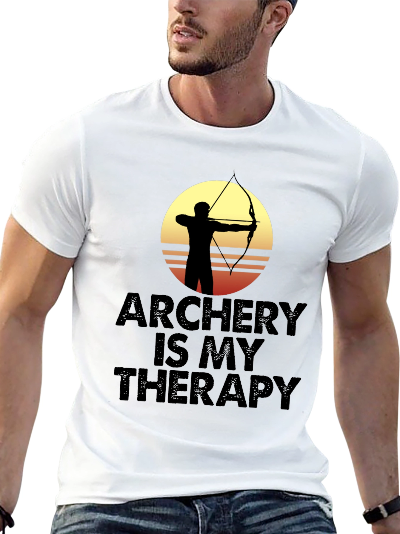 Black Archery Is My Therapy T-Shirt - Archer Silhouette Graphic Tee view 13