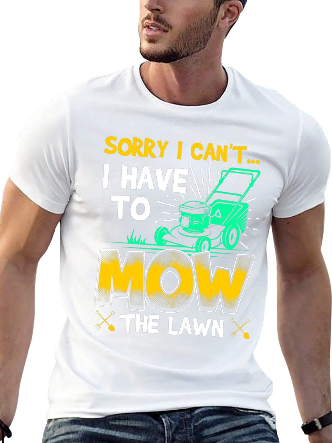 Black Funny "Mow the Lawn" Graphic T-Shirt view 13