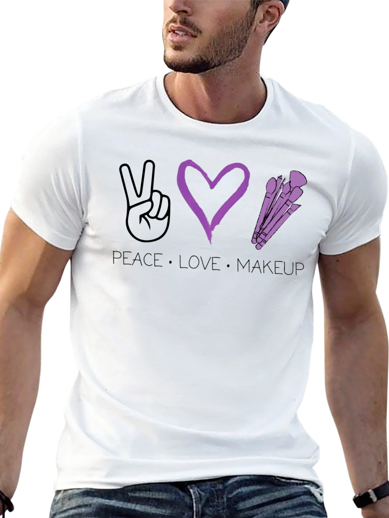 Black Peace Love Makeup T-Shirt - Stylish Graphic Tee view 13